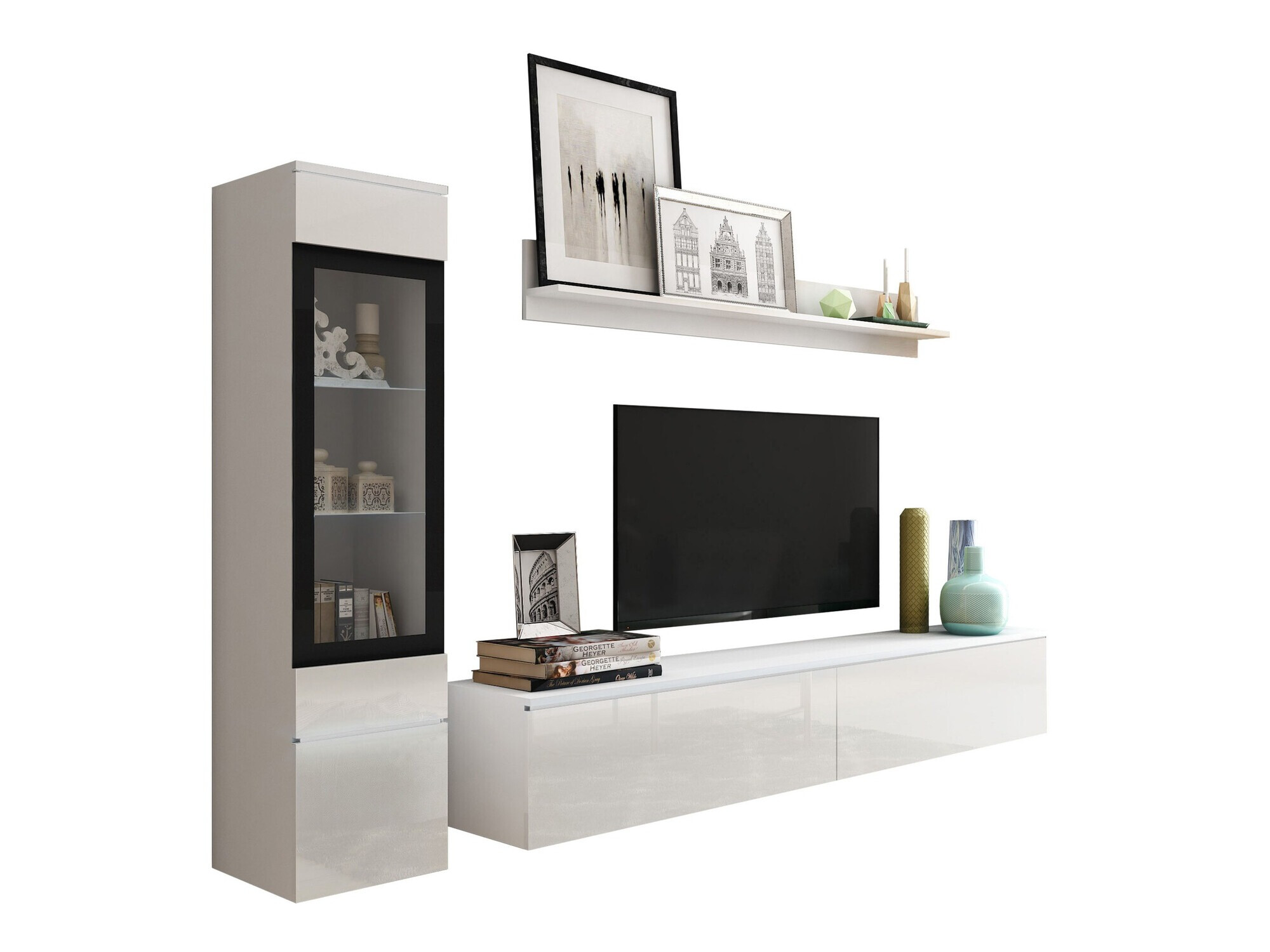 Stuemøblersæt Sarasota 125 (Hvid + Glansfuld hvid)