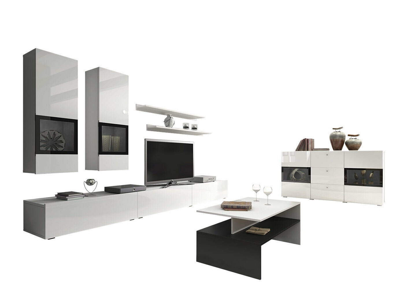 Stuemøblersæt Serodeu 104 (Hvid + Glansfuld hvid)