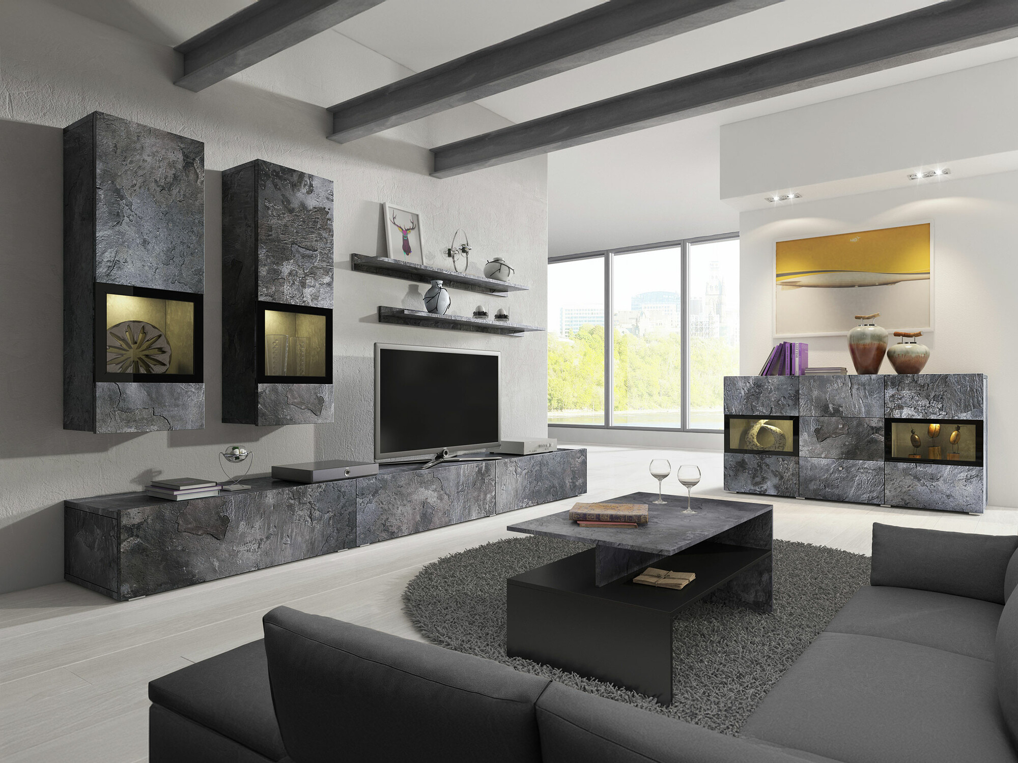 Stuemøblersæt Serodeu 104 (Mørk beton)