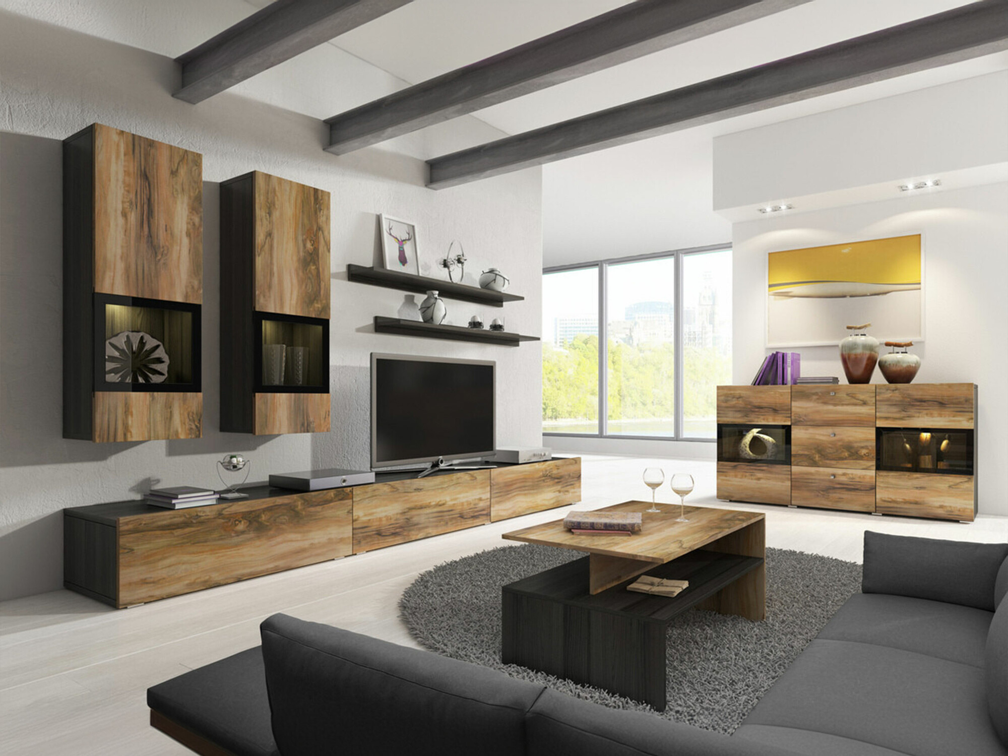 Stuemøblersæt Serodeu 104 (Valnød + Mørkebrun)