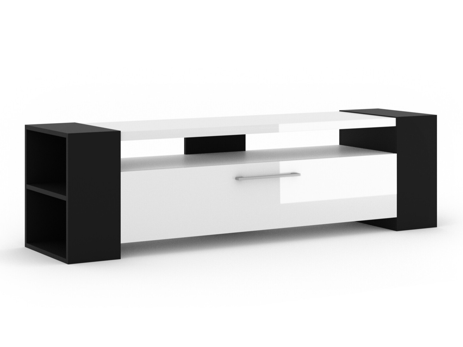 TV-bord Buffalo 150 (Sort + Glansfuld hvid)