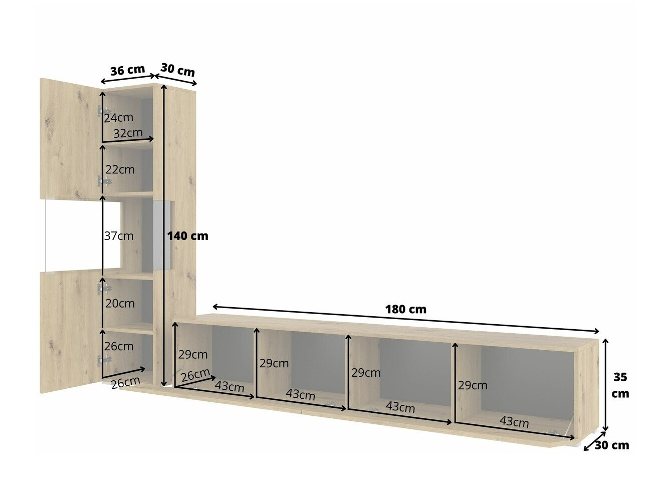 Stuemøbelsæt Revmiru 105 (Hvid + Wotan eg)