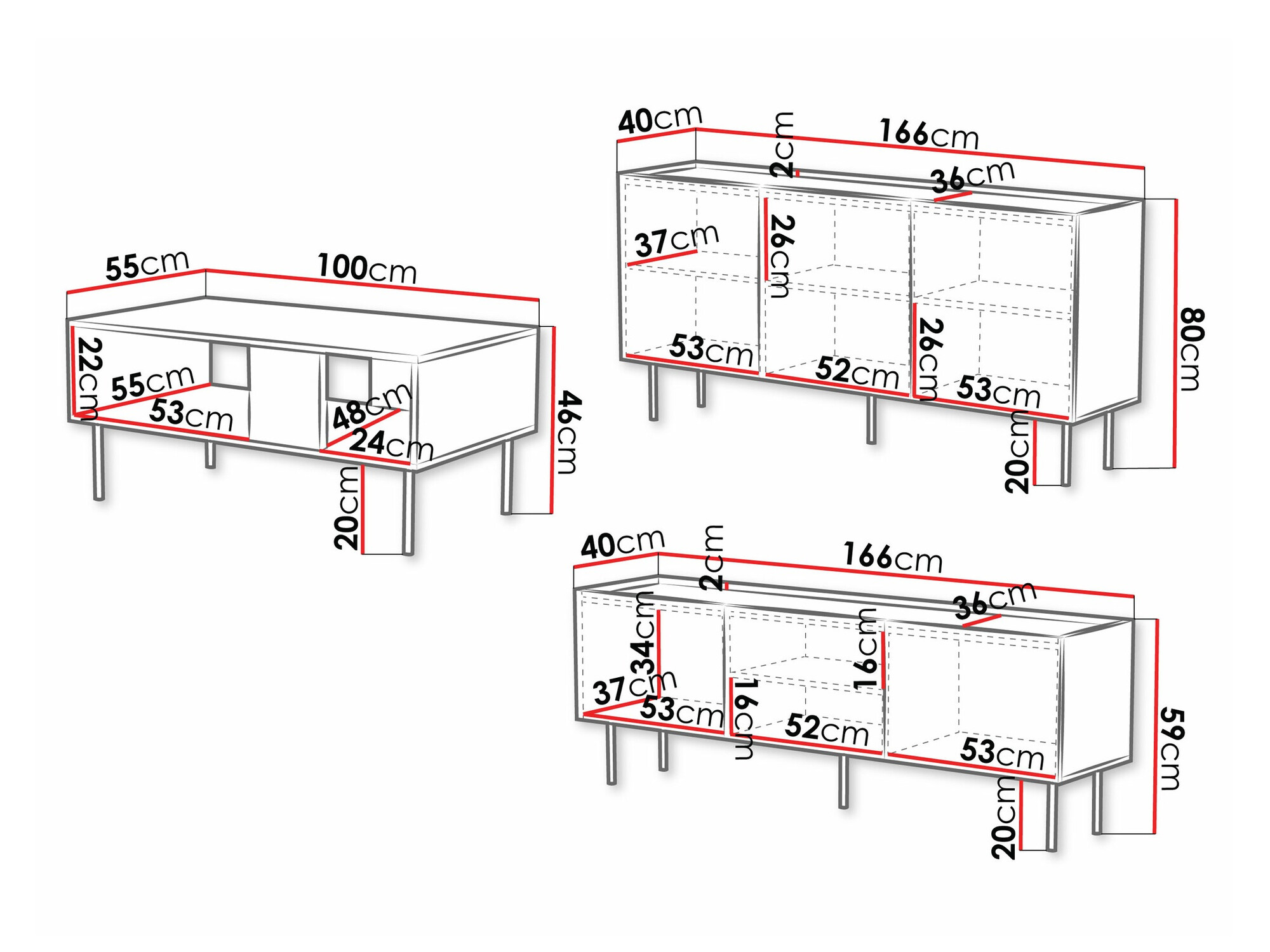 Stuemøbelsæt Mortali 108 (Sort)