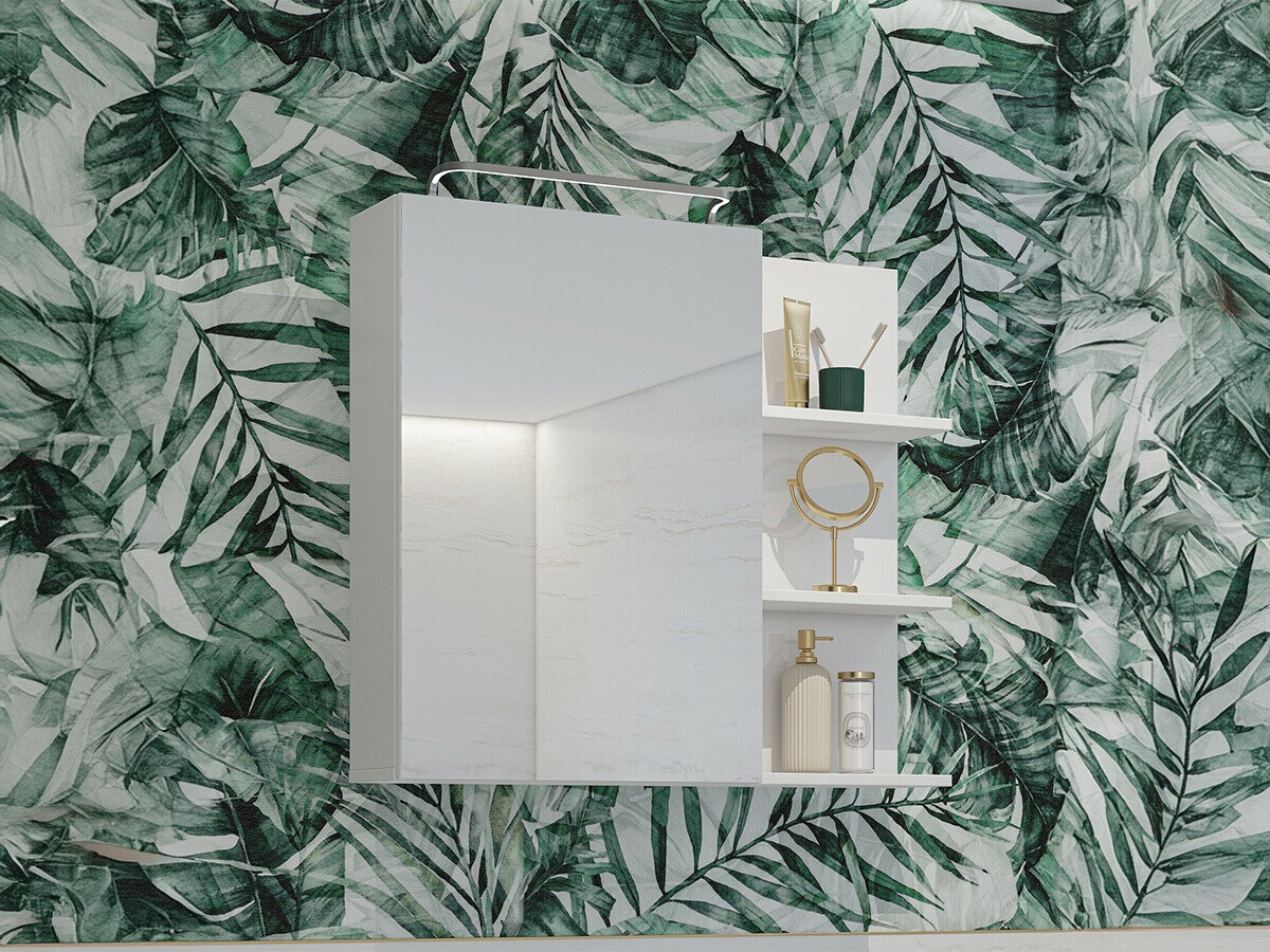 Spejlskab til badeværelset Tecavu 102 (Glansfuld hvid + Hvid)