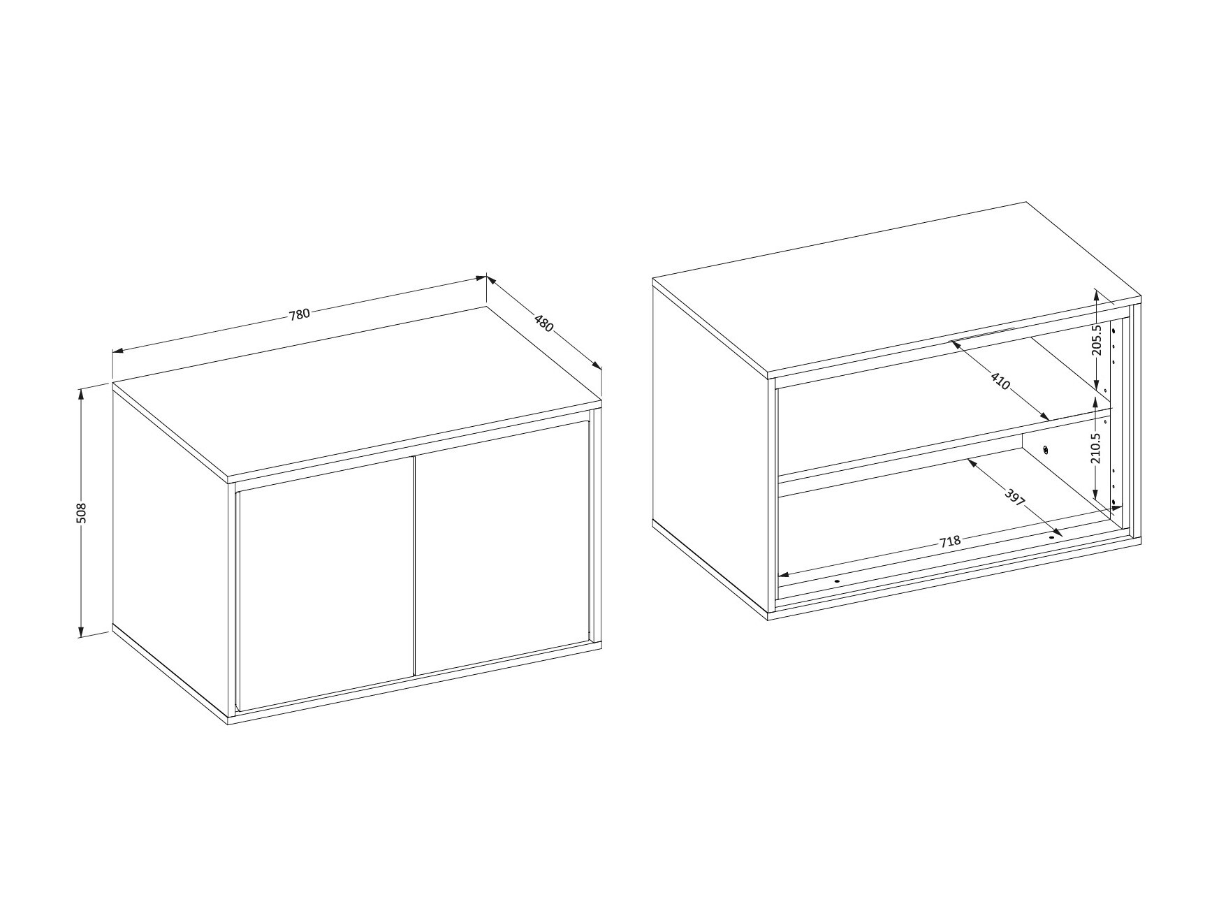 Vægbadeværelsesskab til håndvask Tecavu 103 (Glansfuld hvid + Hvid)
