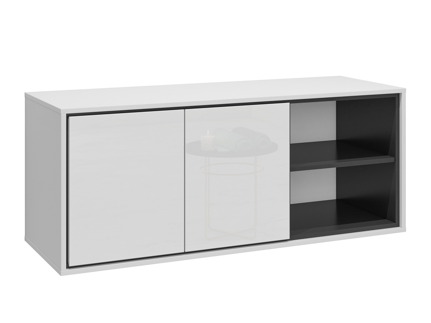 Vægmonteret badeværelsesskab Tecavu 104 (Glansfuld hvid + Hvid)