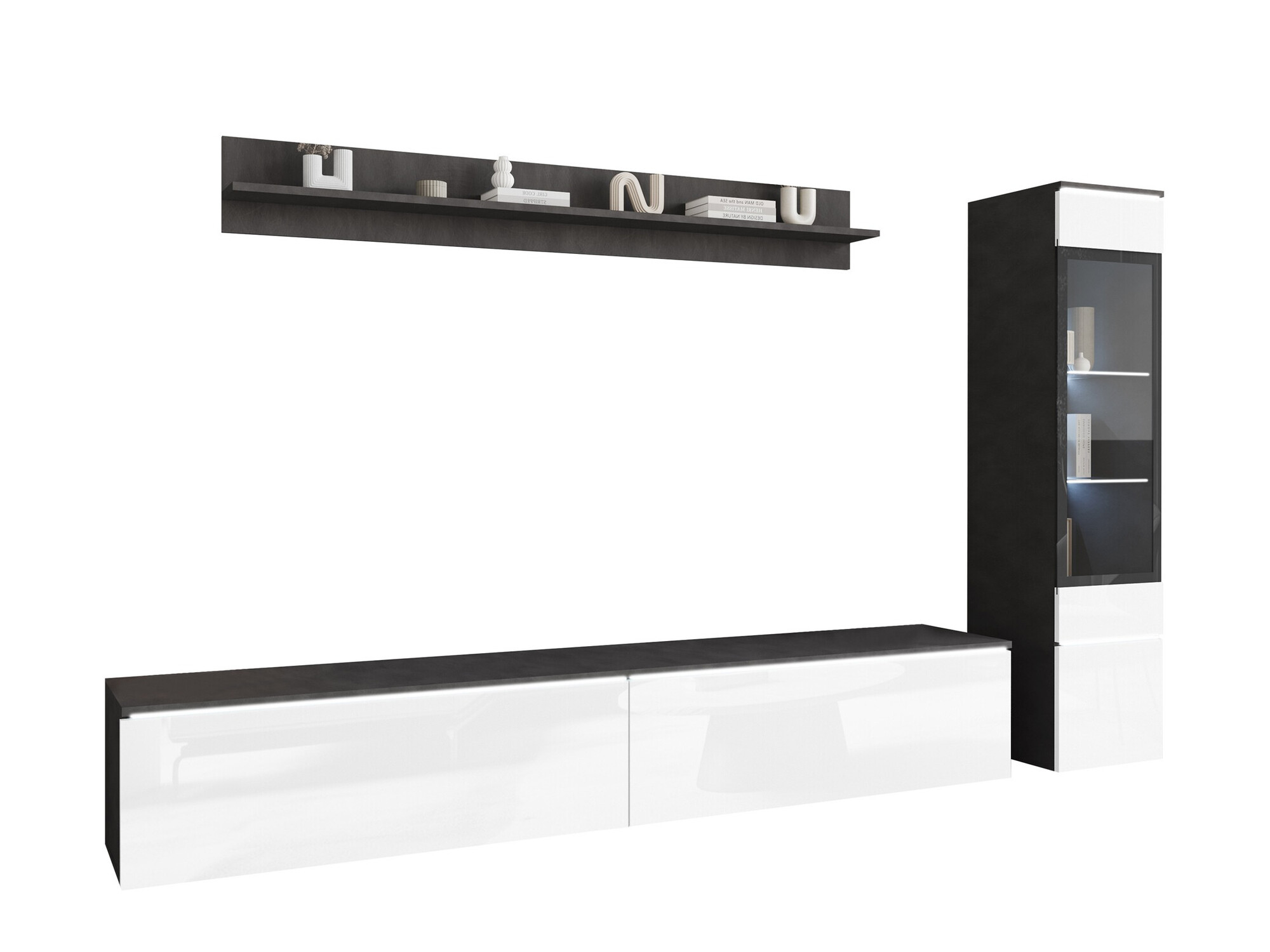 Stuemøblersæt Sarasota 125 (Matera grå + Glansfuld hvid)