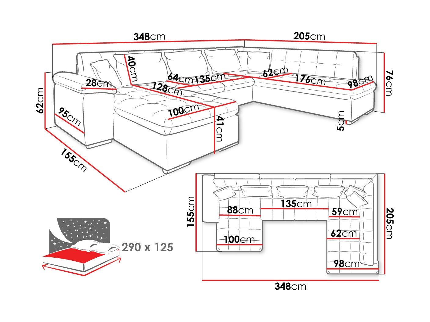 Hjørnesofa Comfivo 128 (Højre)