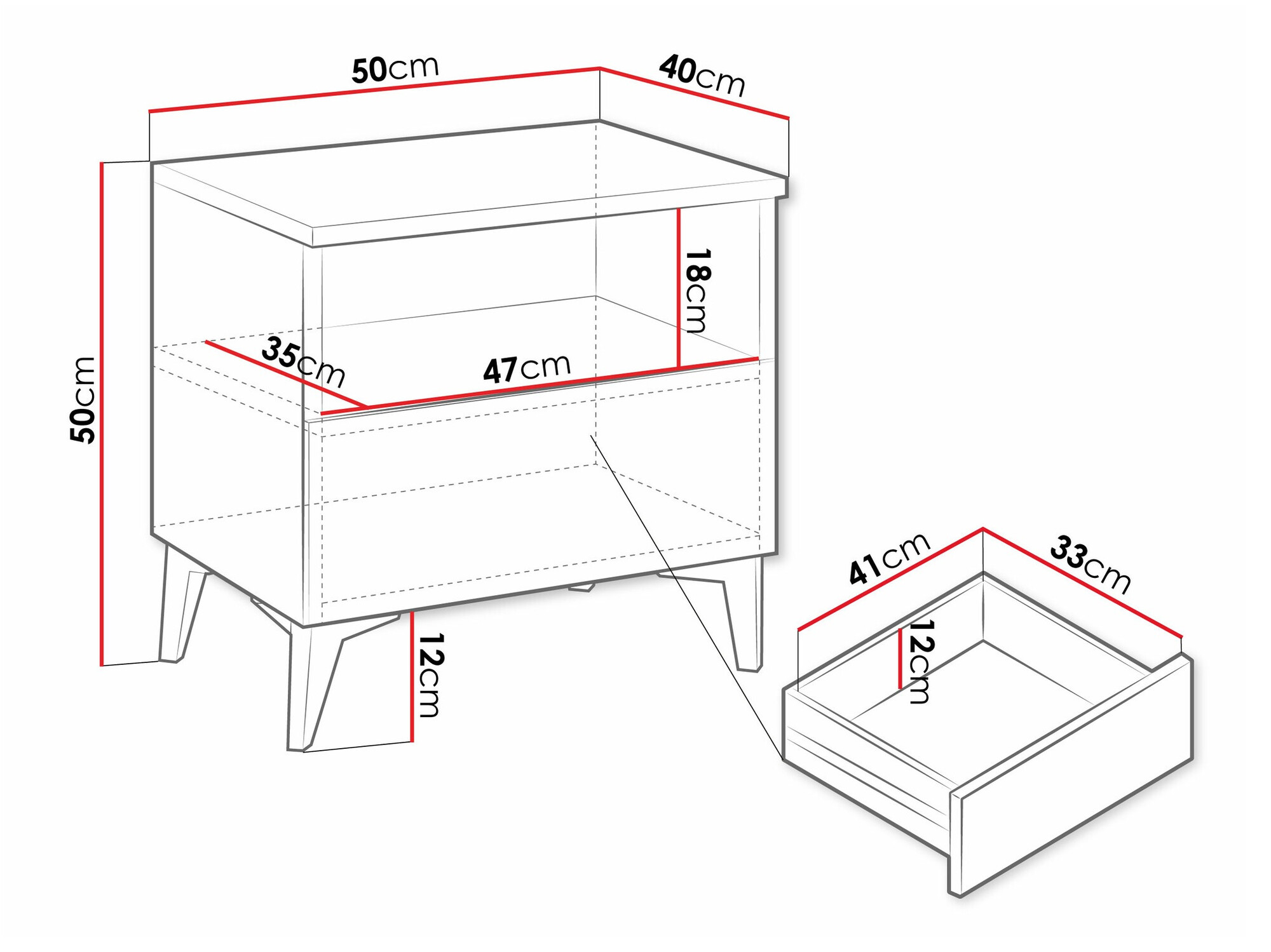 Sengebord Comfivo 493 (Hvid + Glansfuld hvid)