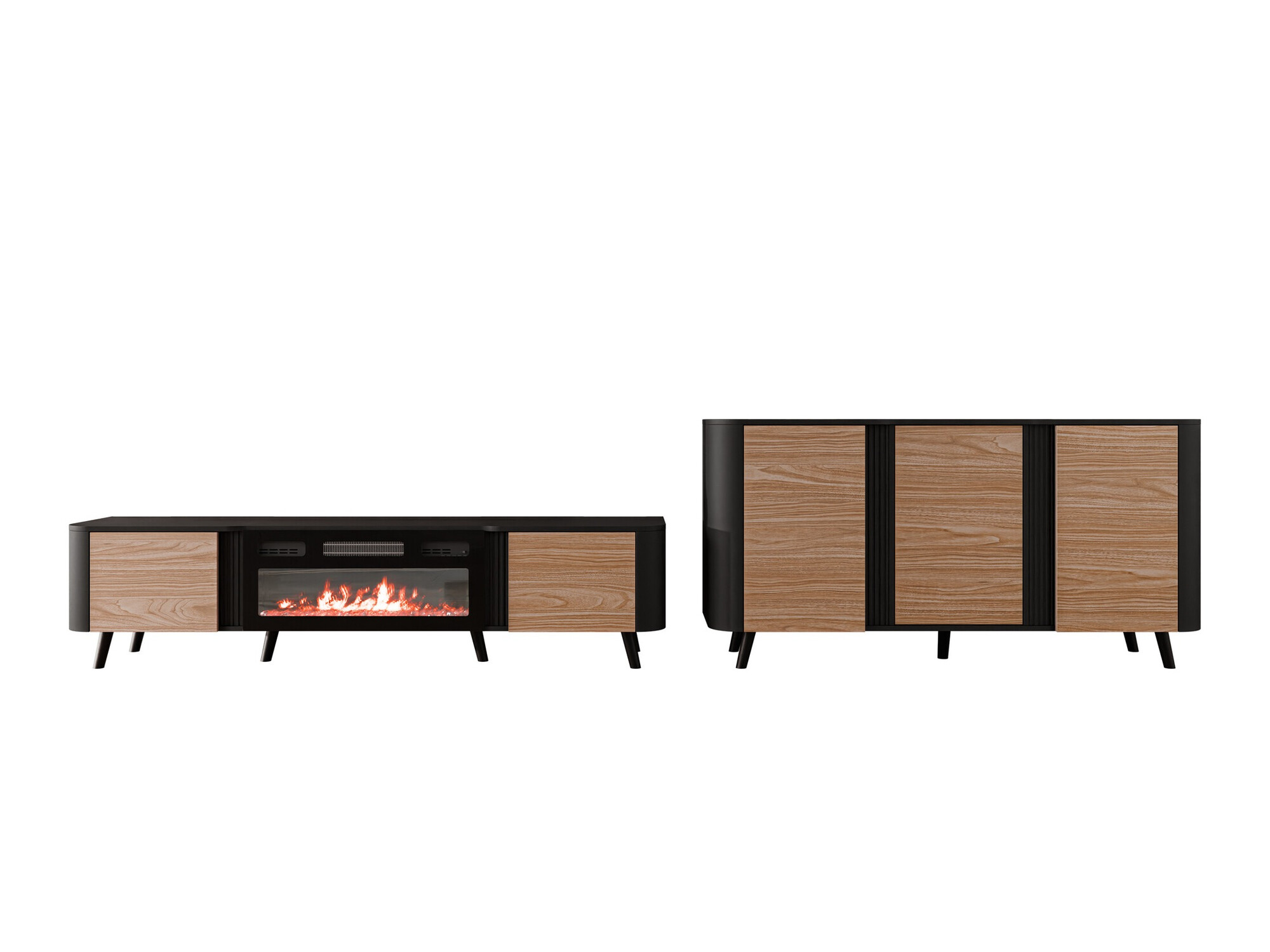 Stuemøblersæt Charlotte 204 (Sort + Valnød)