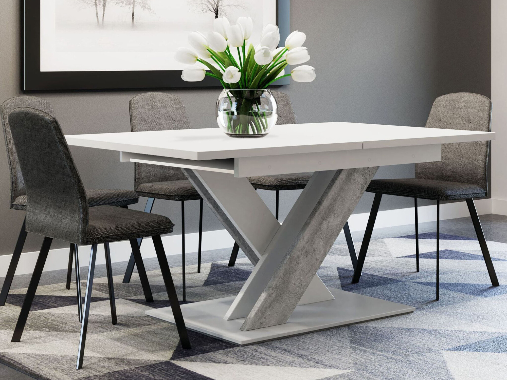 Bord Decium (Hvid + Beton)