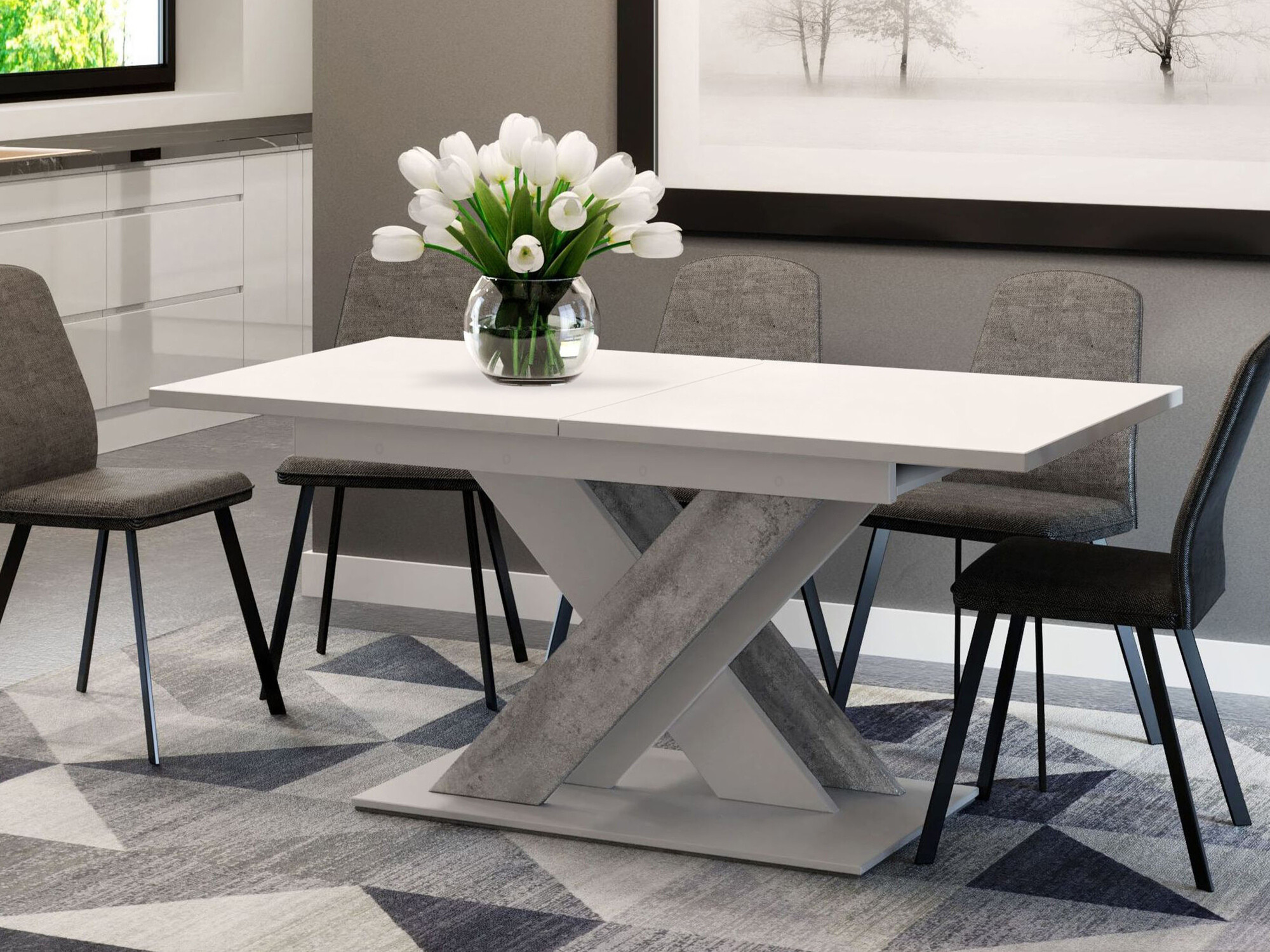 Bord Decium (Hvid + Beton)