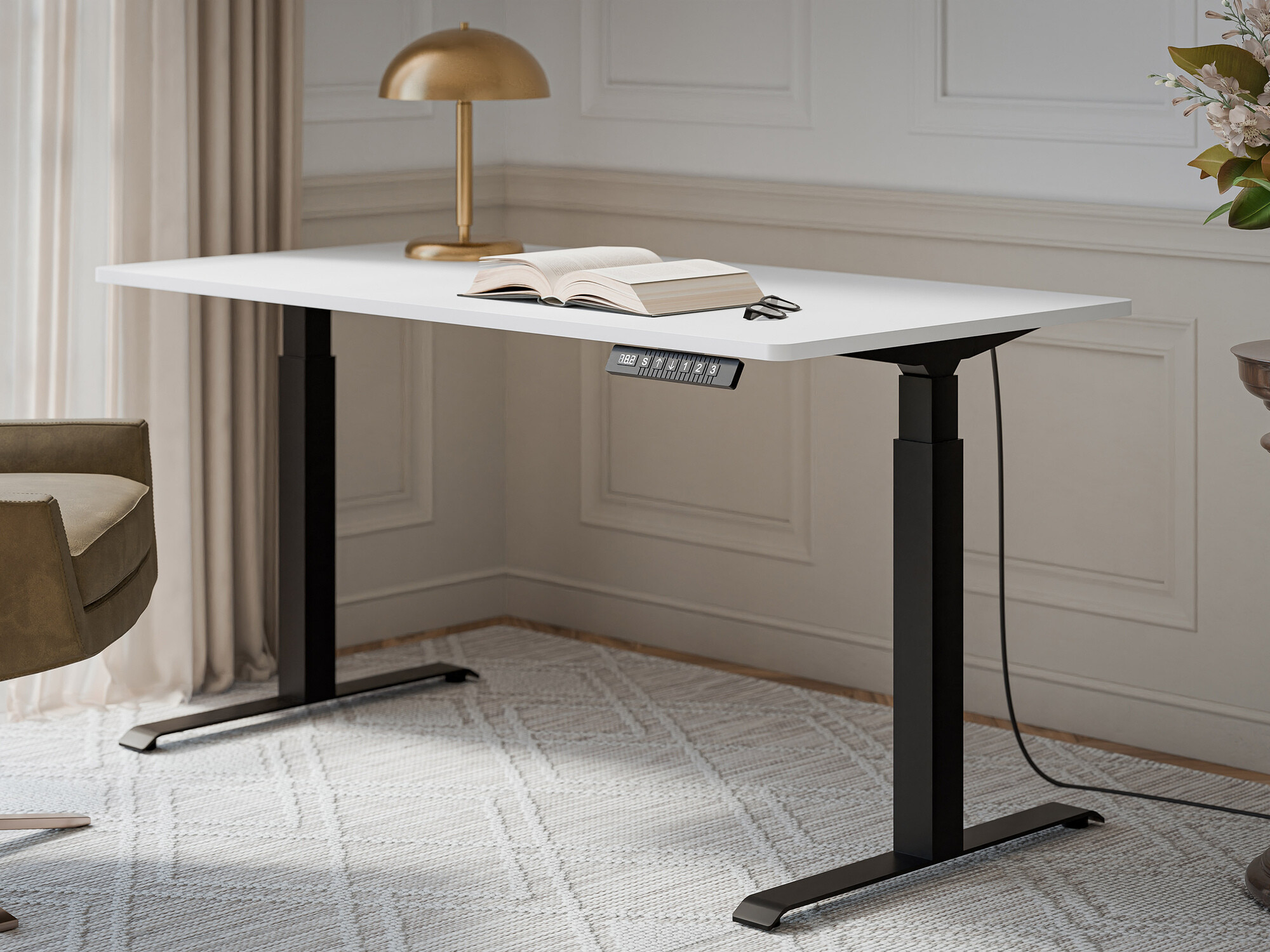 Hæve-sænkebord Charlotte 195 (Hvid + Sort)