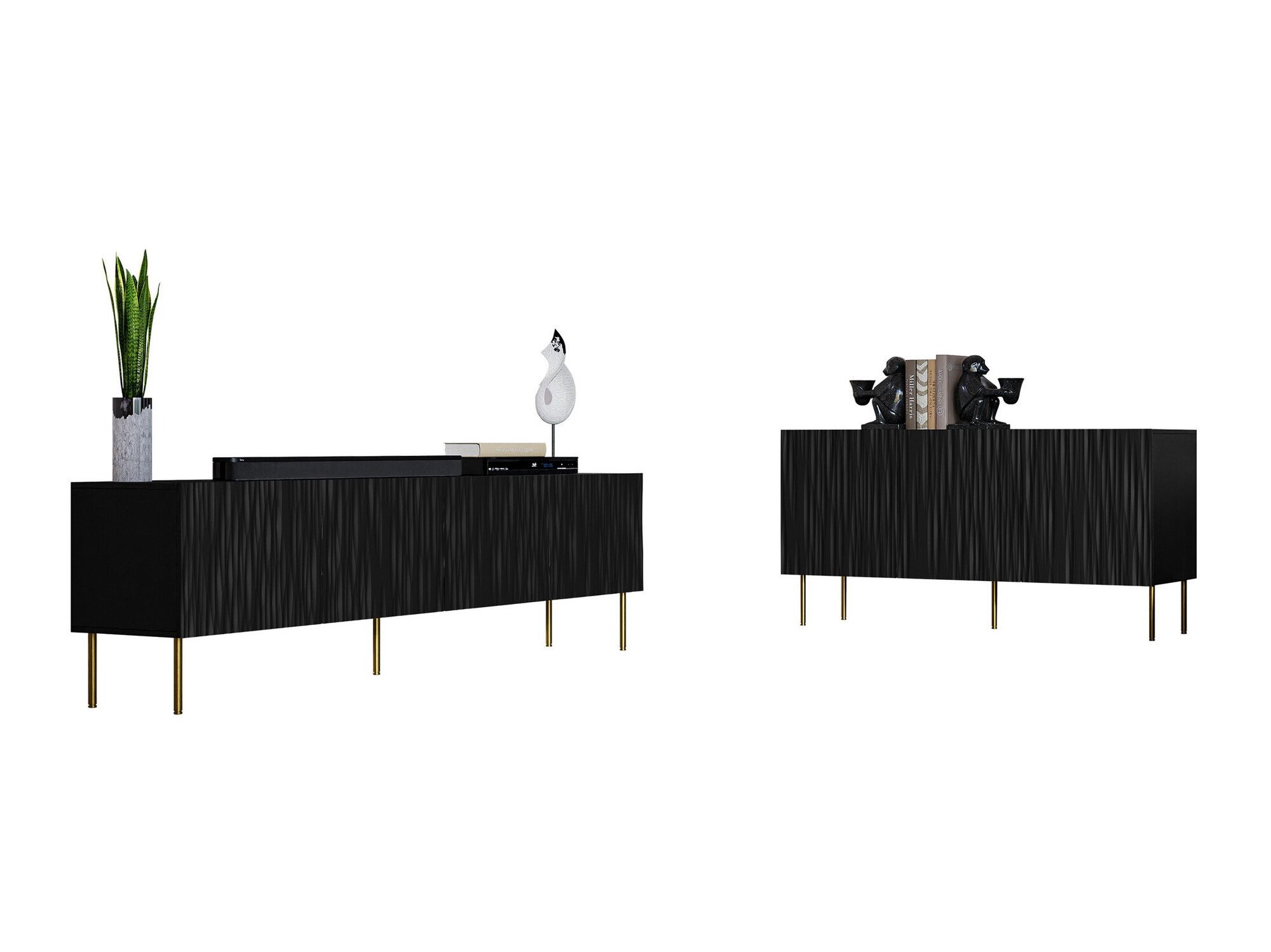 Stuemøbelsæt Lorelbo 104 (Sort + Gylden)