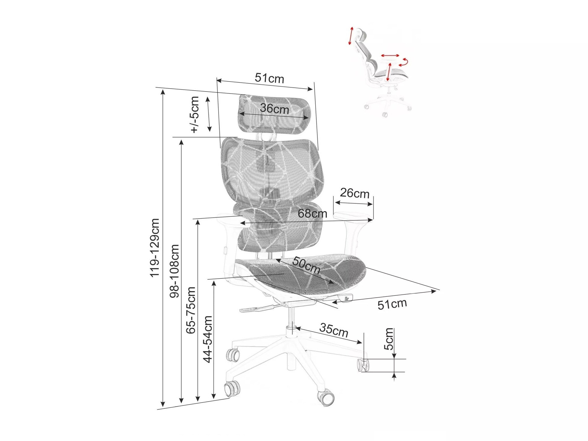 Kontorstol Detroit 514 (Sort)