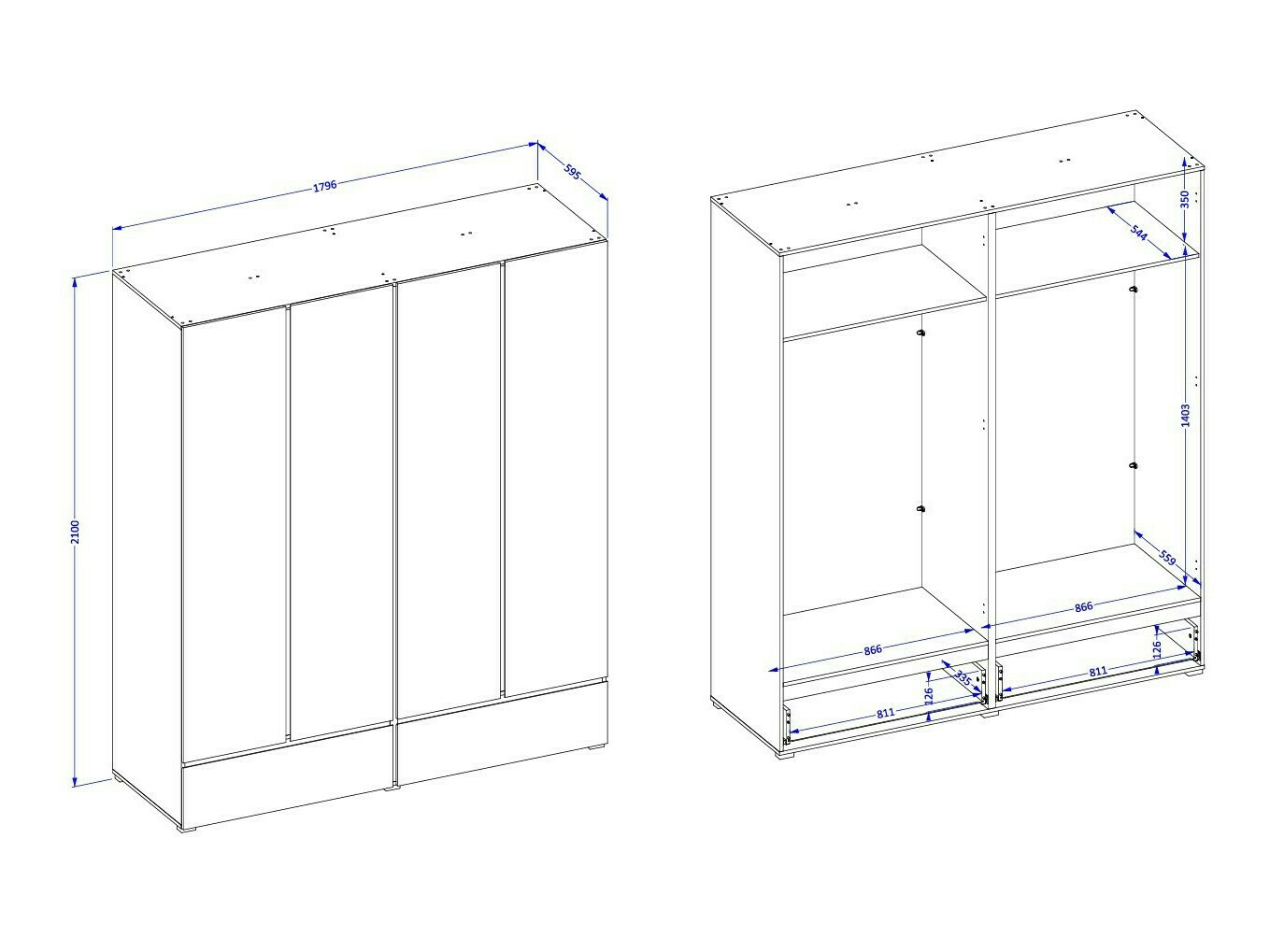 Garderobeskab Alfere 119 (Hvid)