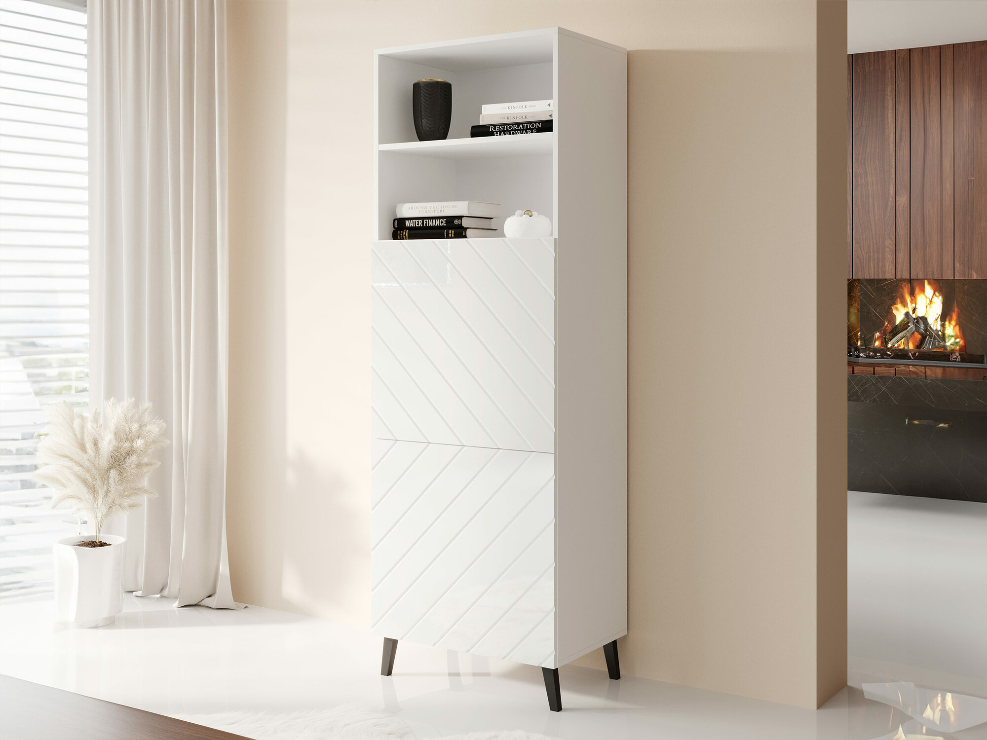 Reol Charlotte 178 (Hvid + Glansfuld hvid)