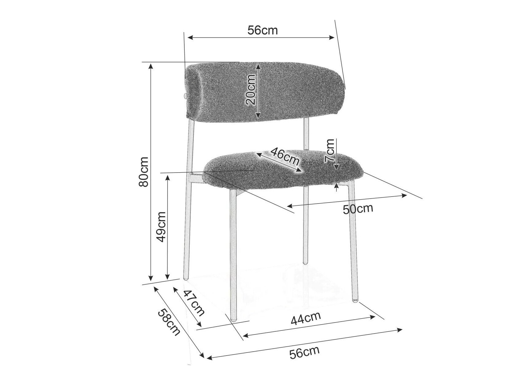 Stol Detroit 802 (Grå + Sort)