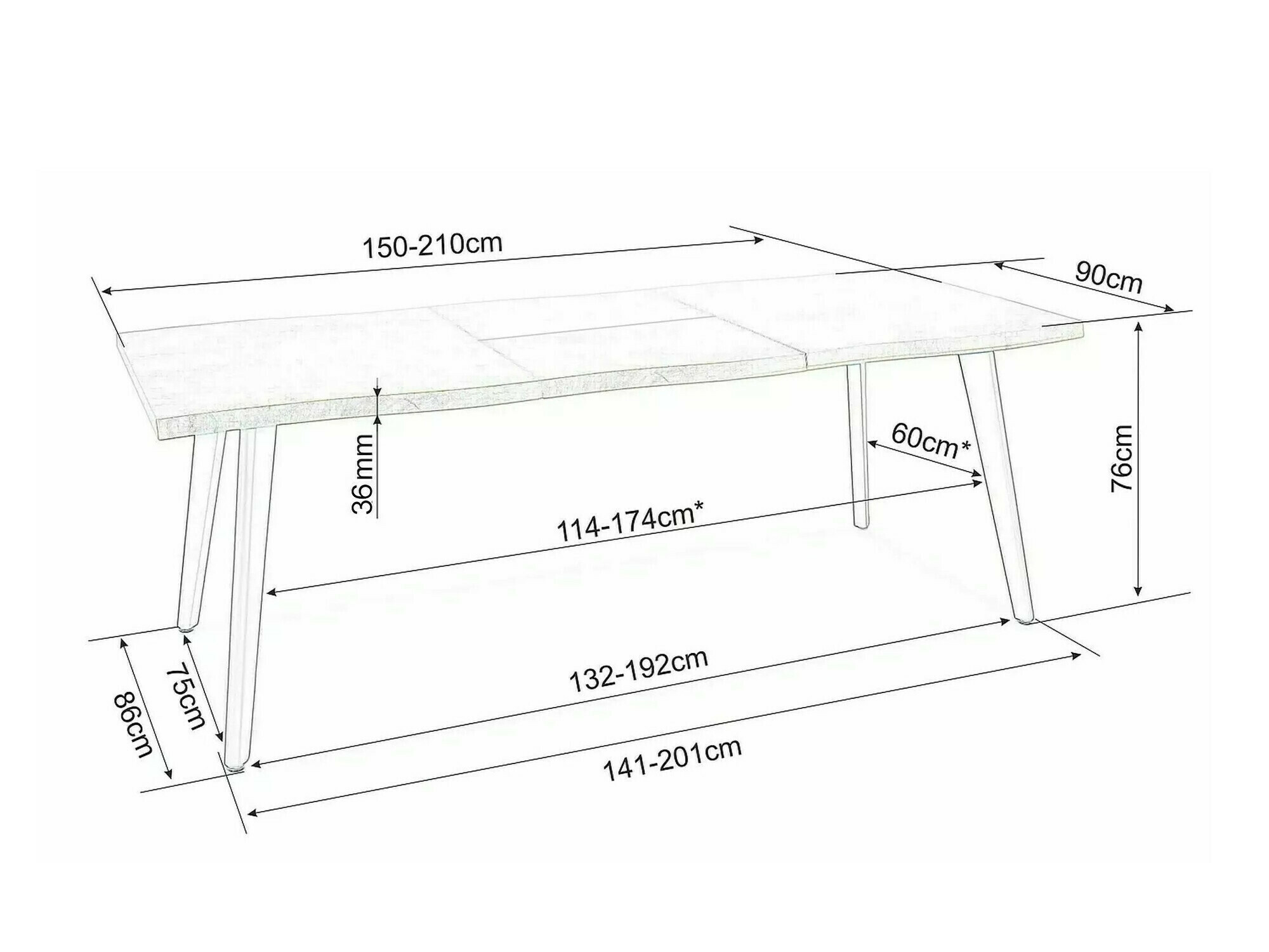 Bord Detroit 584 (Egetræ)
