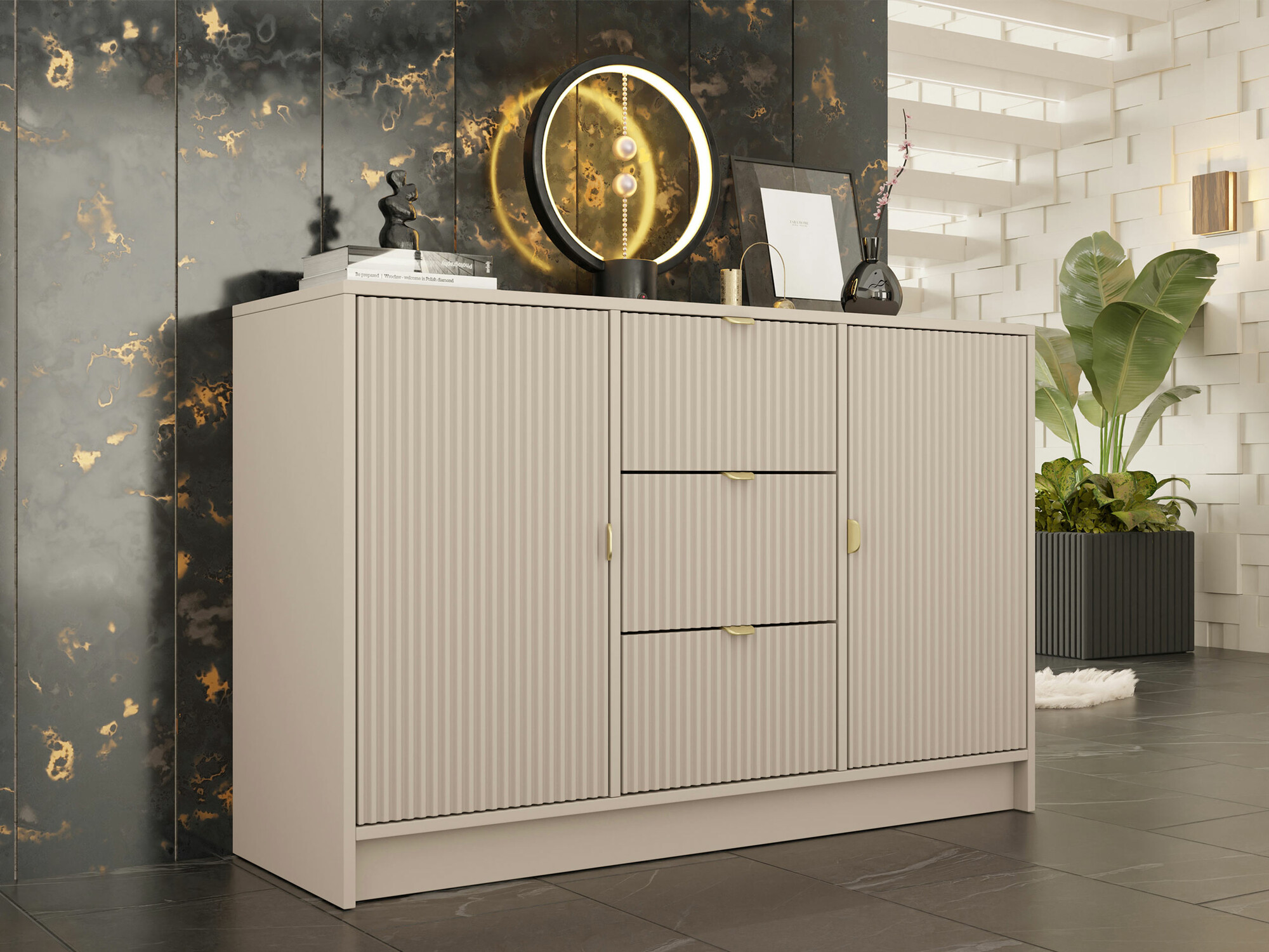 Kommode Comfivo Papilio (Beige)