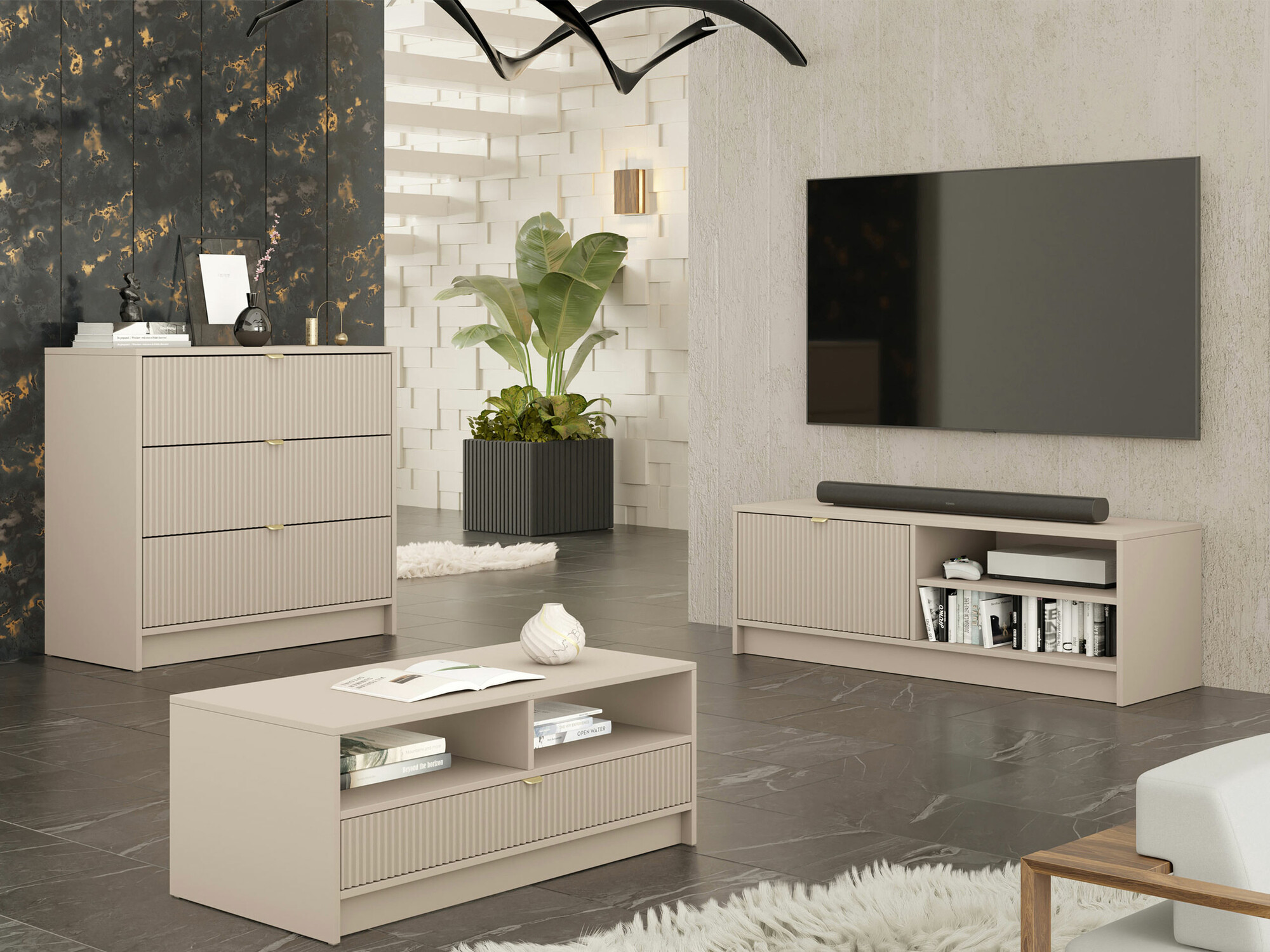 Kommode Comfivo Papilio I (Beige)