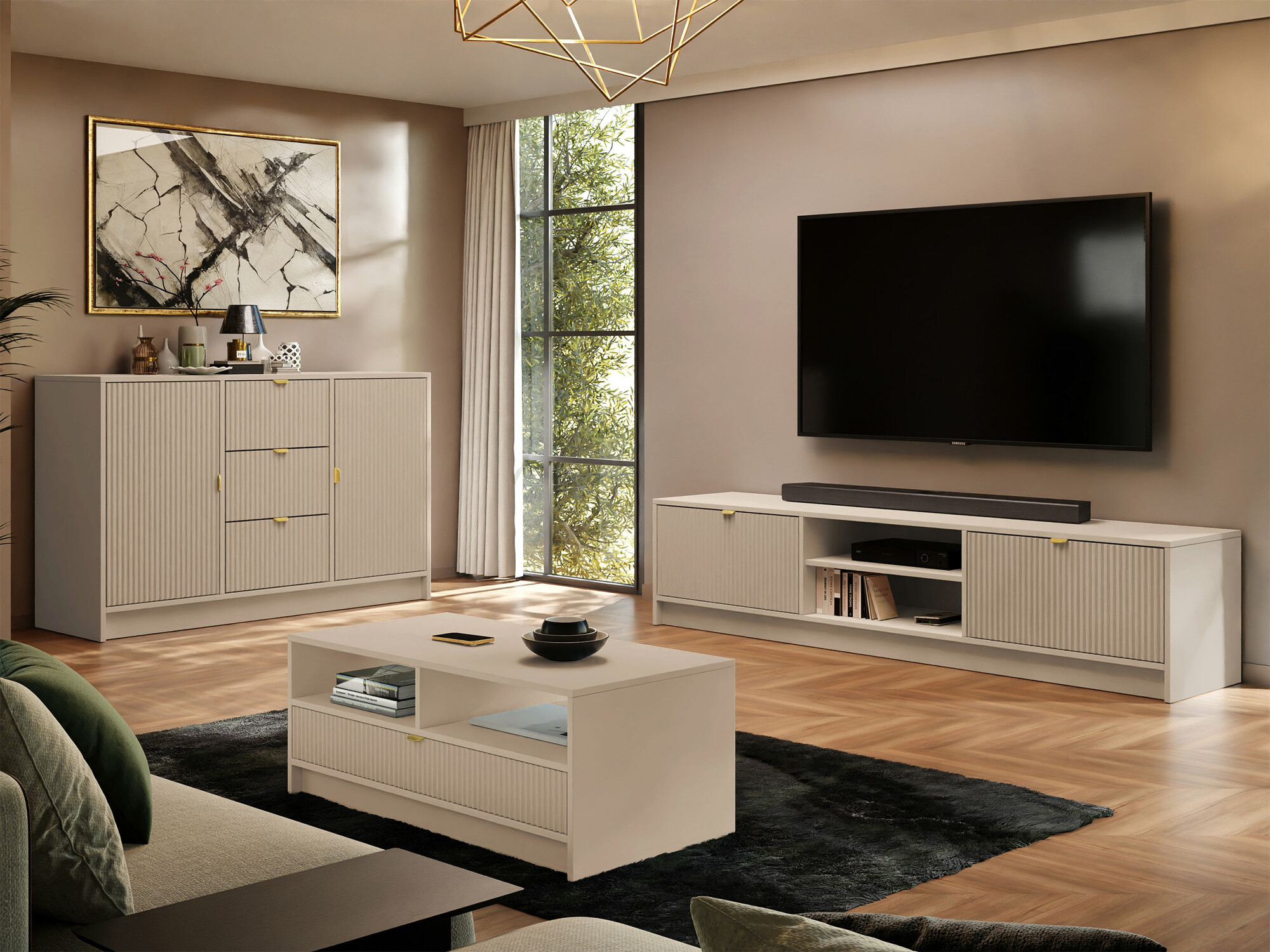 TV-bord Comfivo Papilio I (Beige)