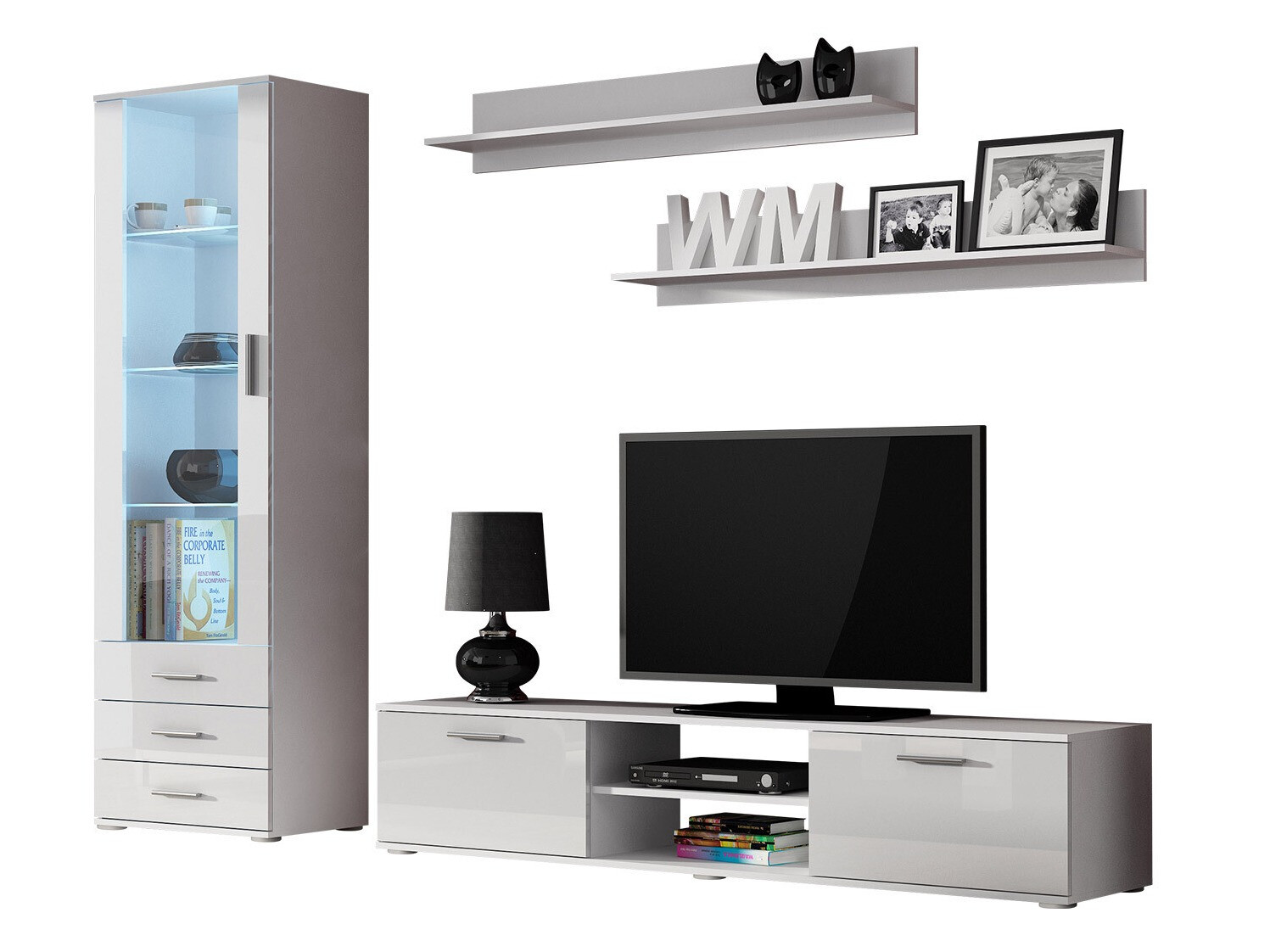 Stuemøblersæt Tornola 107 (Hvid + Glansfuld hvid)