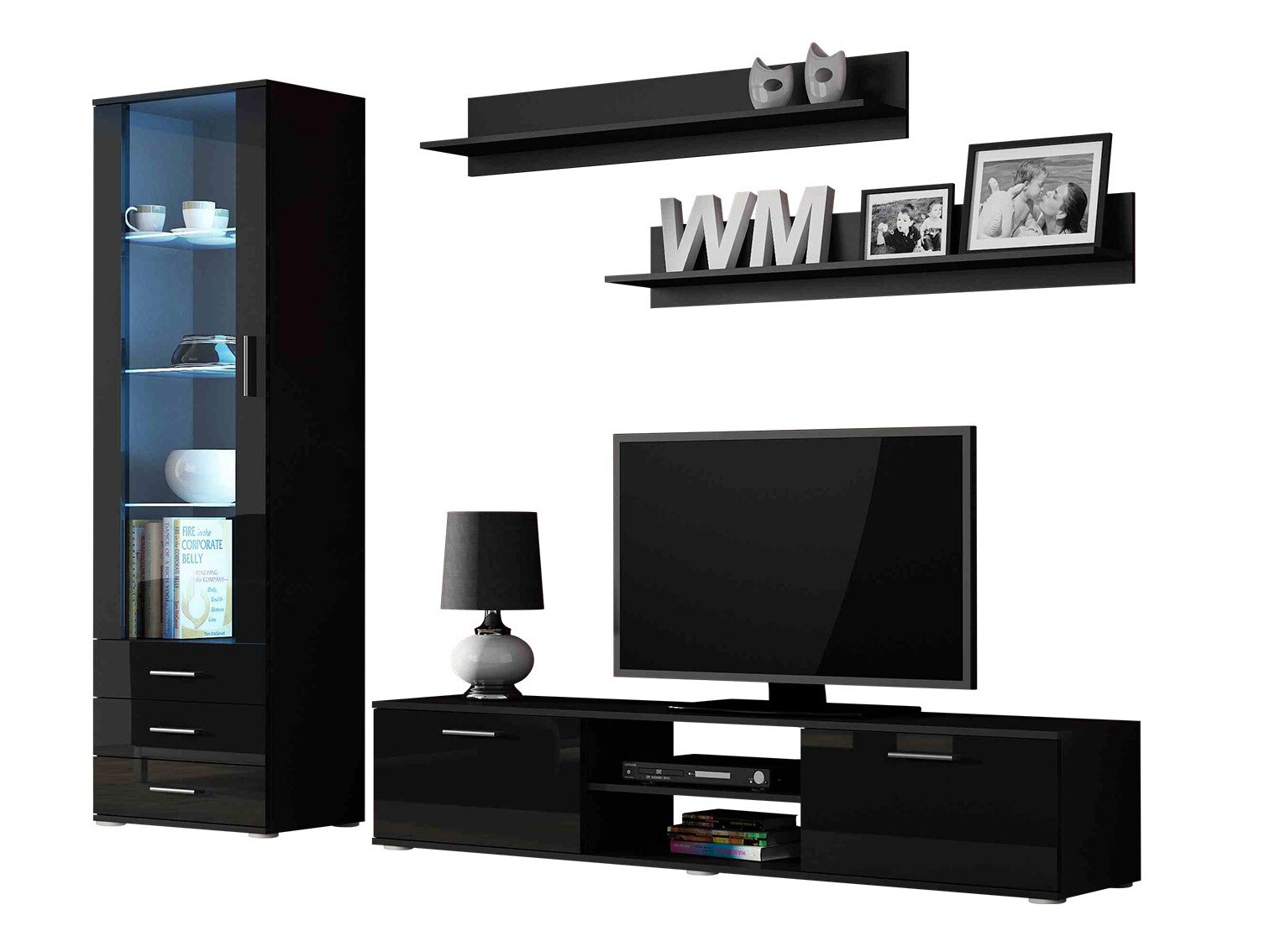 Stuemøblersæt Tornola 107 (Sort + Blank sort)