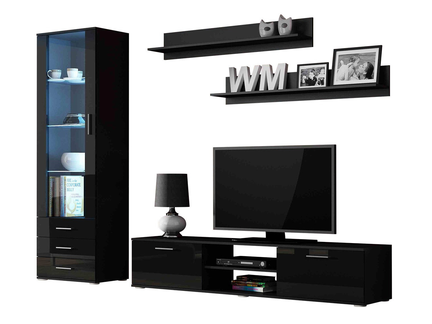 Stuemøblersæt Tornola 107 (Sort + Blank sort)