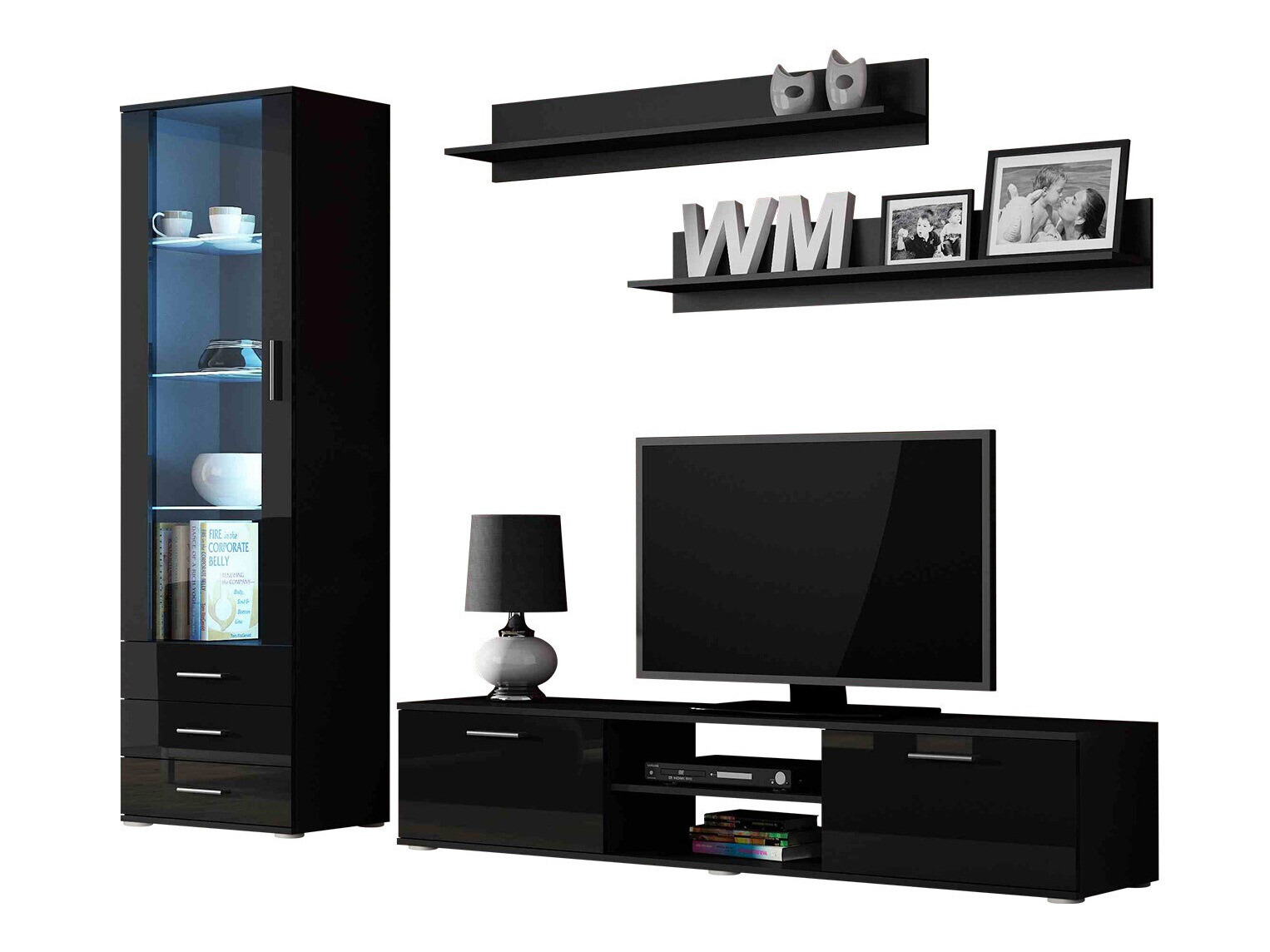 Stuemøblersæt Tornola 107 (Sort + Blank sort)