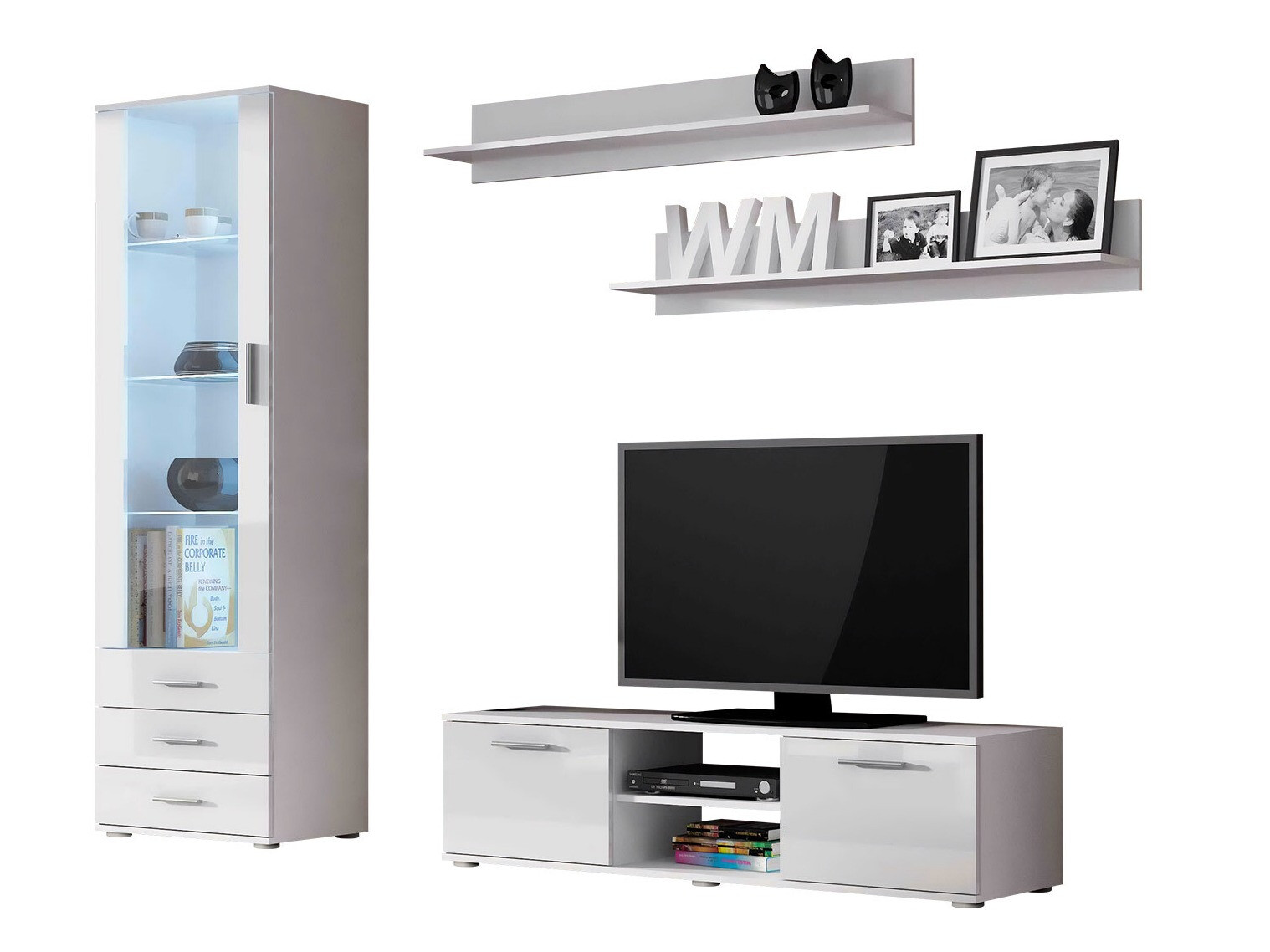 Stuemøbelsæt Tornola 110 (Hvid + Glansfuld hvid)