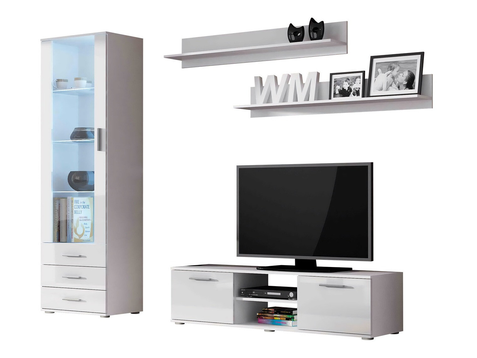 Stuemøbelsæt Tornola 110 (Hvid + Glansfuld hvid)