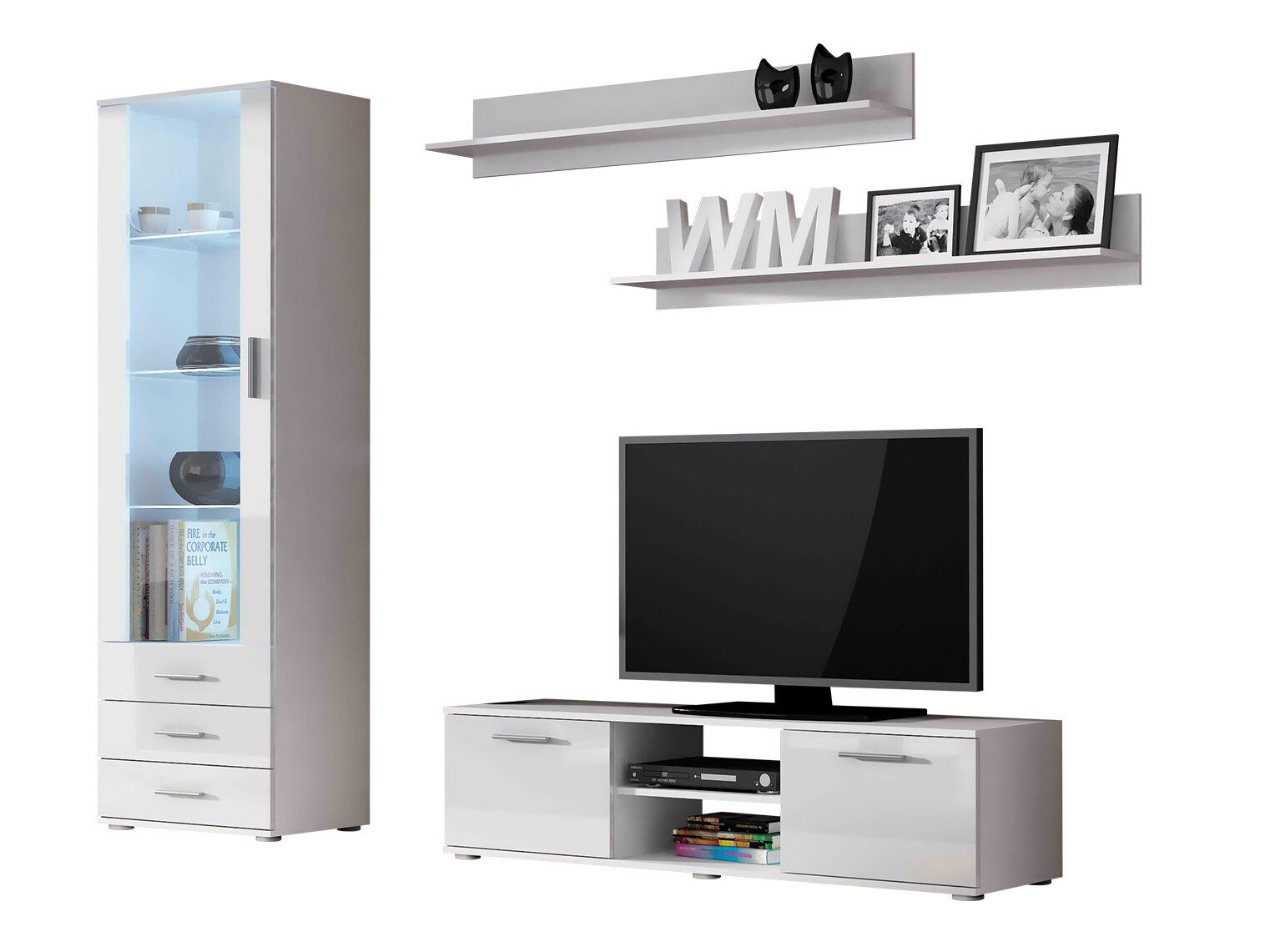 Stuemøbelsæt Tornola 110 (Hvid + Glansfuld hvid)