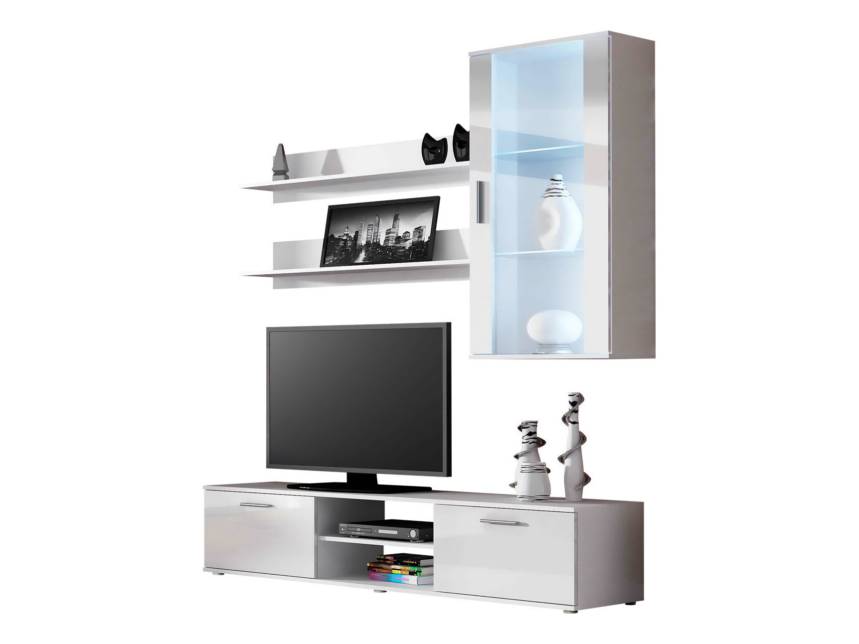 Stuemøbelsæt Tornola 113 (Hvid + Glansfuld hvid)