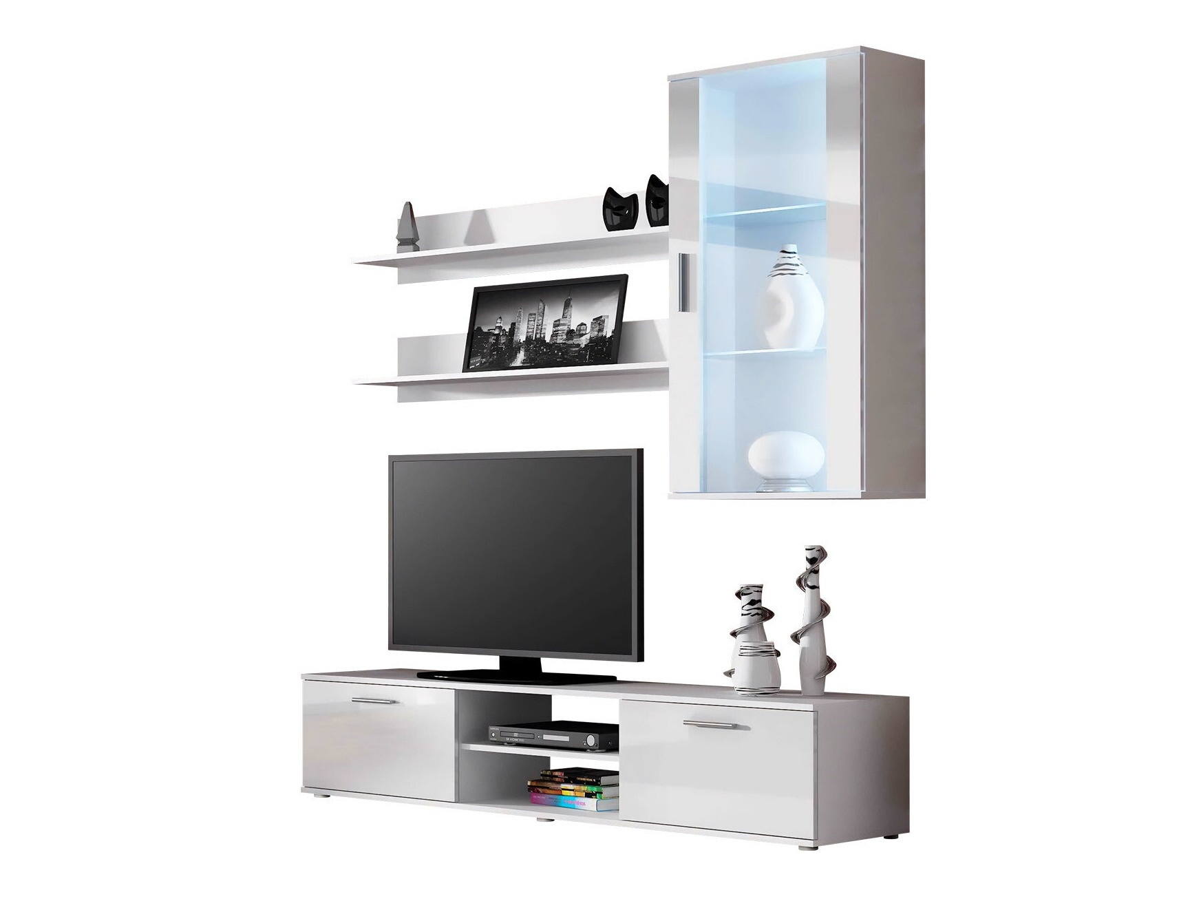 Stuemøbelsæt Tornola 113 (Hvid + Glansfuld hvid)