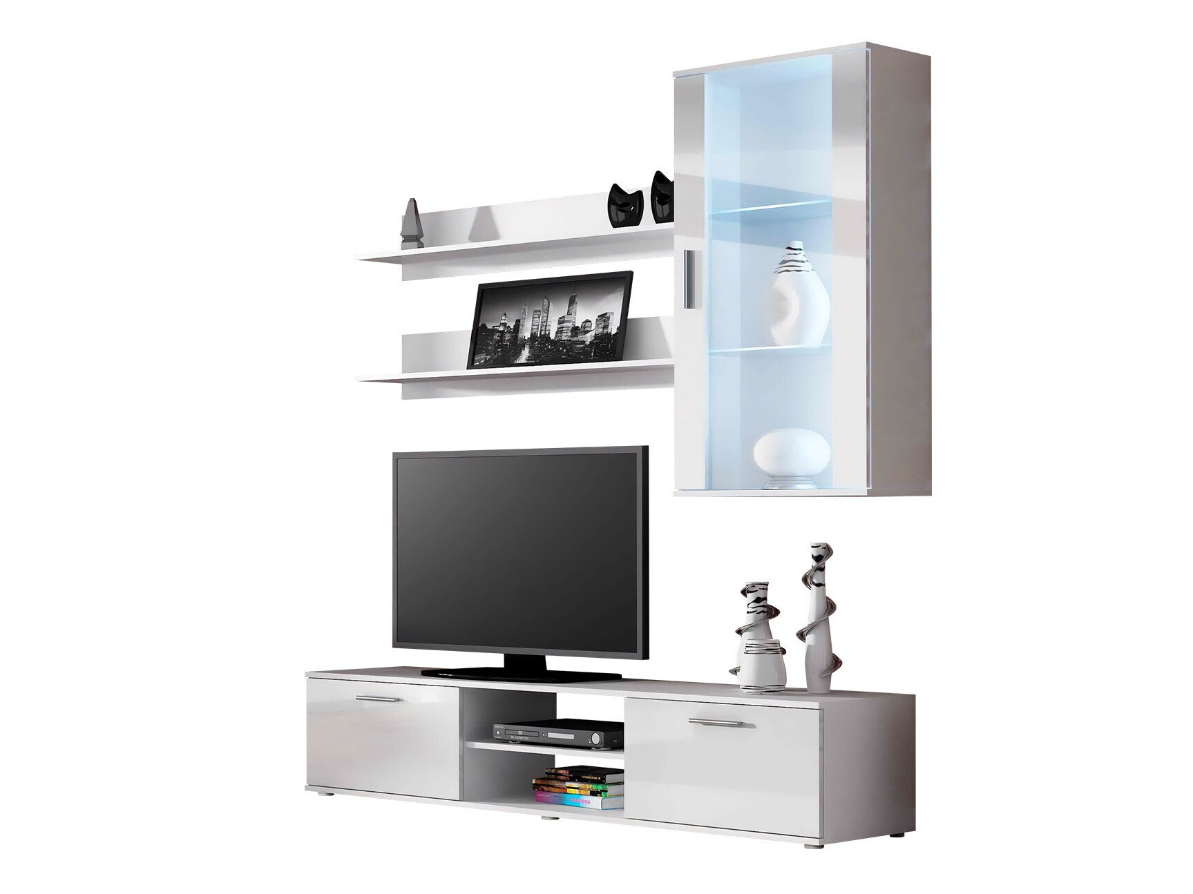 Stuemøbelsæt Tornola 113 (Hvid + Glansfuld hvid)