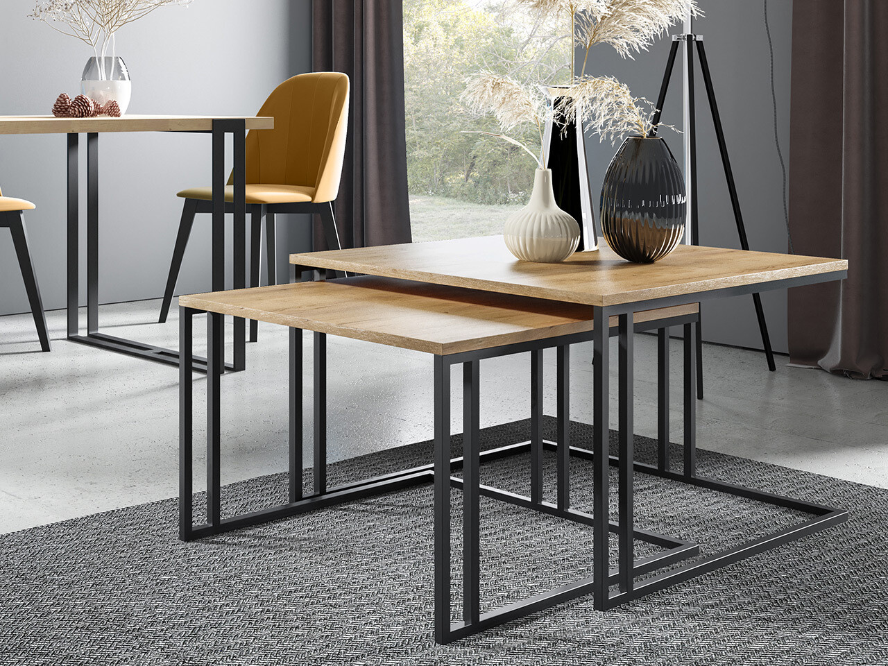 Sofabordssæt Oswego 110 (Brun + Sort)