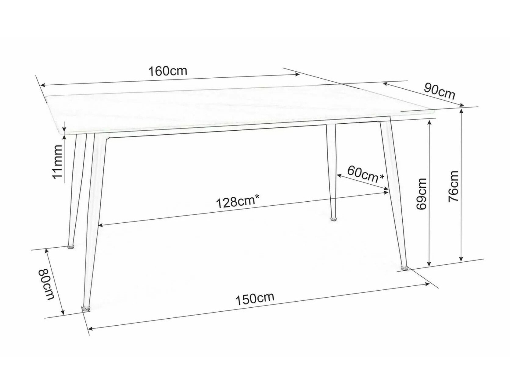 Bord Detroit 803 (Hvid marmor)