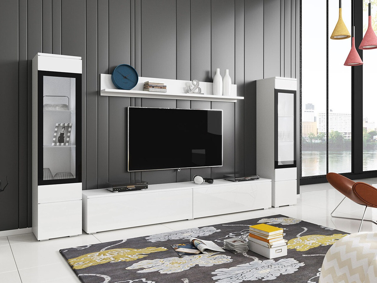 Stuemøbelsæt Sarasota 126 (Hvid + Glansfuld hvid)