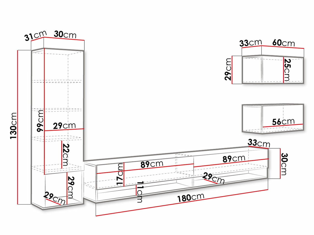 Stuemøblersæt Sarasota 124 (Matera grå + Glansfuld hvid)