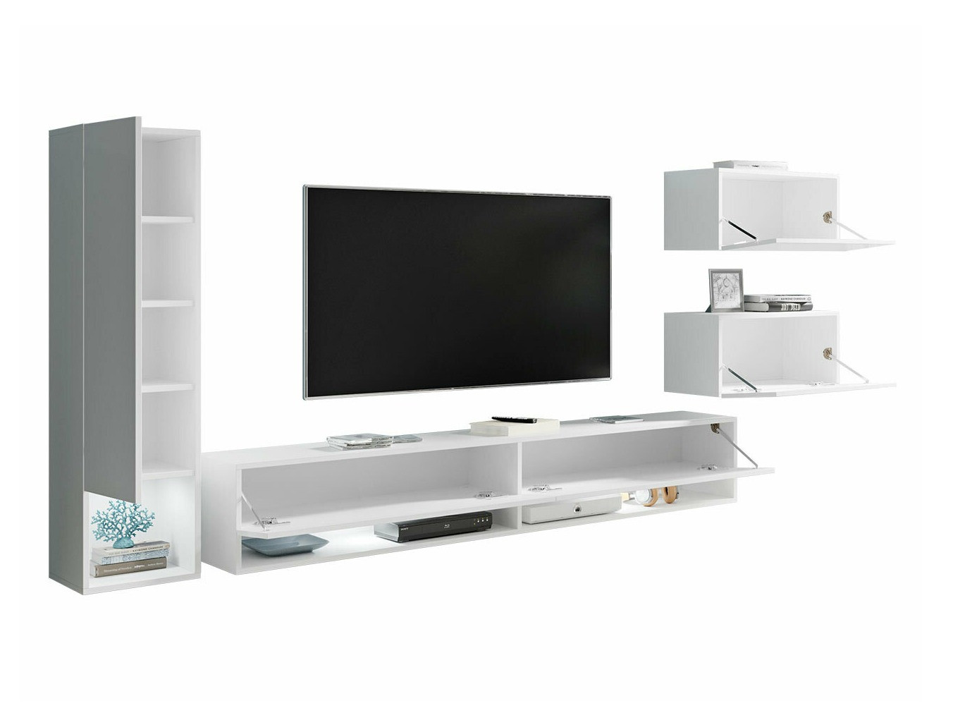 Stuemøblersæt Sarasota 124 (Matera grå + Glansfuld hvid)