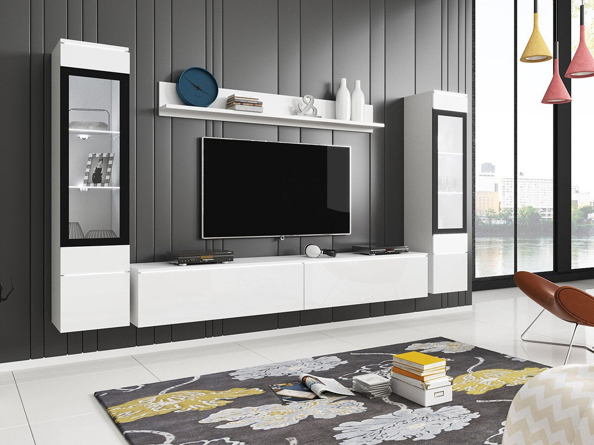 Stuemøblersæt Sarasota 126 (Hvid + Glansfuld hvid)