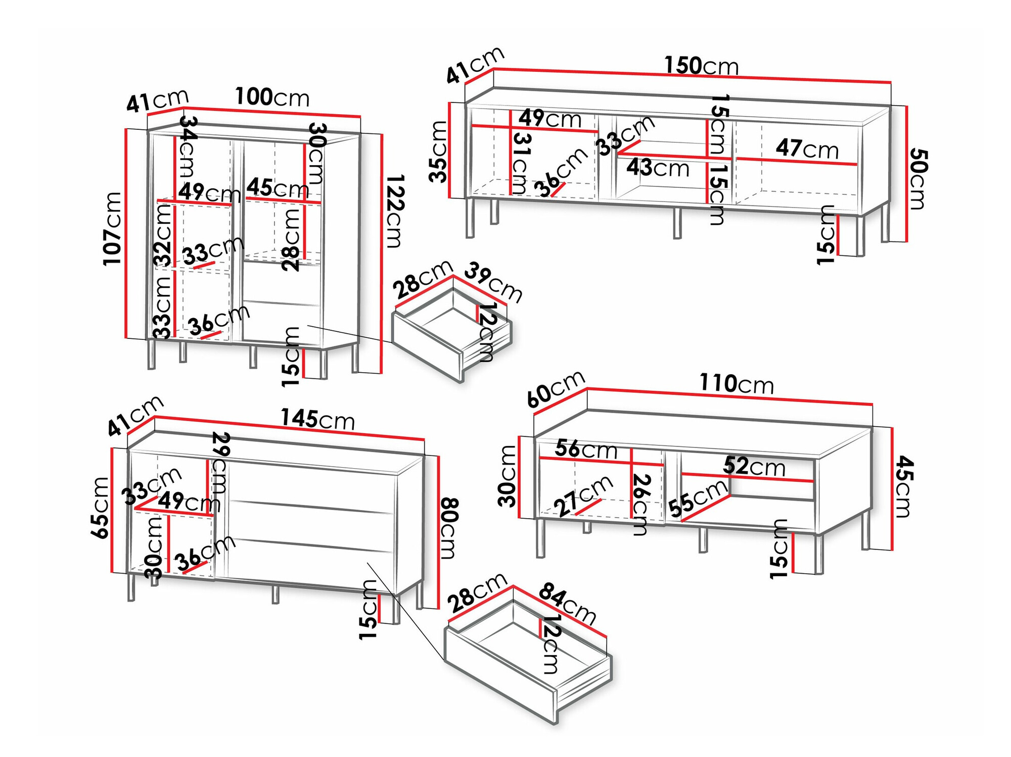 Stuemøbelsæt Lumiri 108 (Hvid)