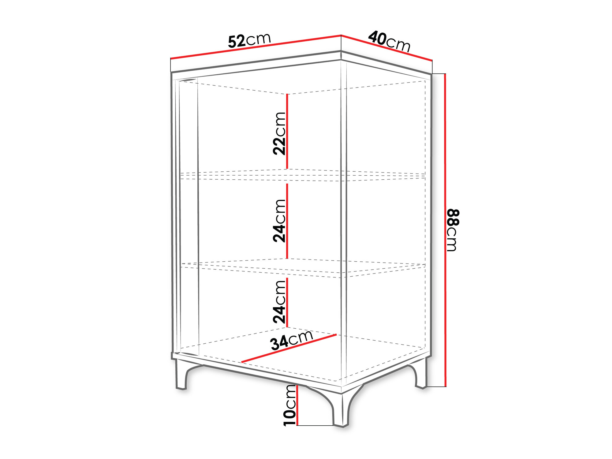 Skænk Florem I (Hvid + Glansfuld hvid + Lyst træ)