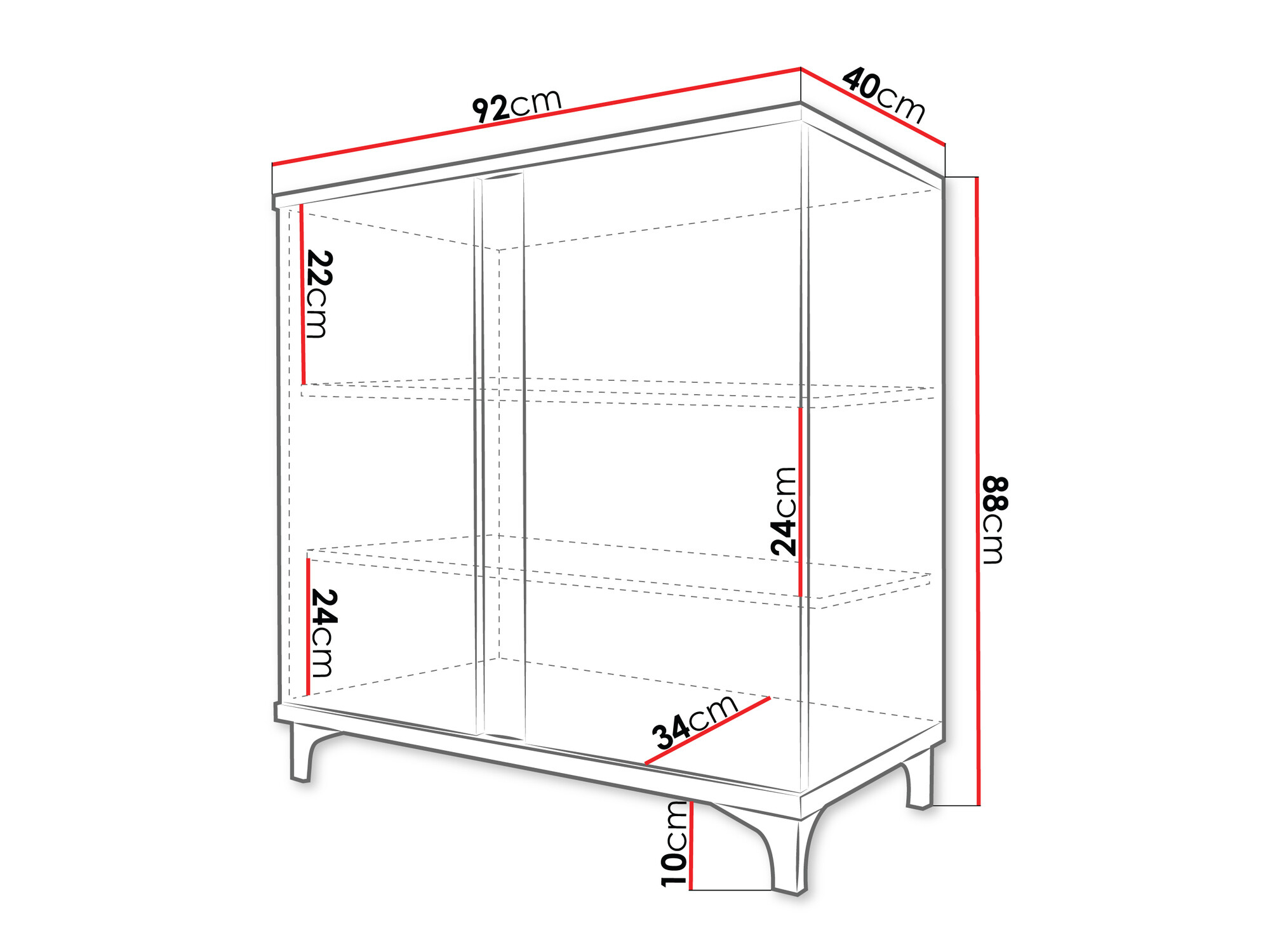 Skænk Florem II (Hvid + Glansfuld hvid + Lyst træ)