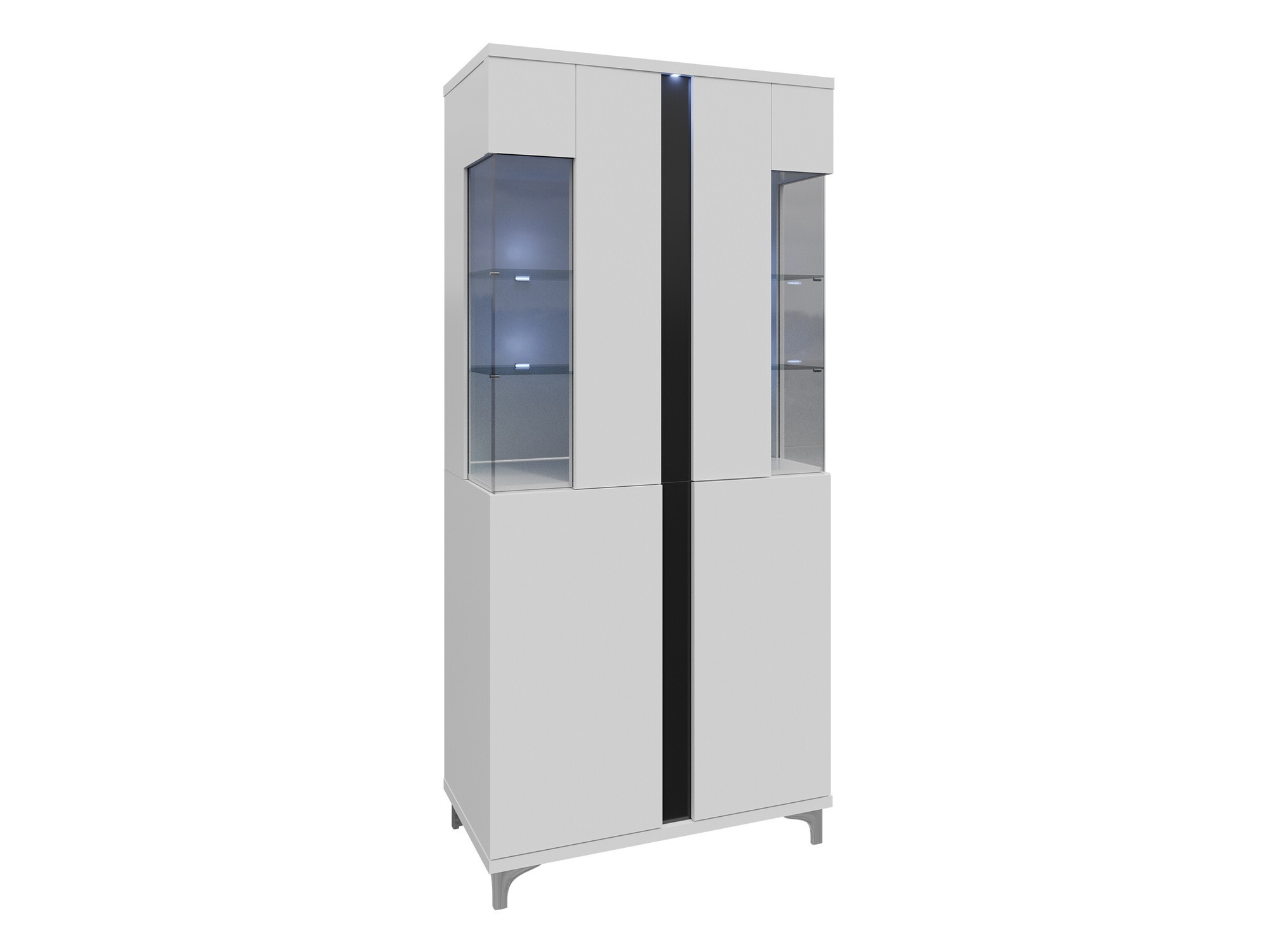 Reol Florem IV (Hvid + Glansfuld hvid + Blank sort)