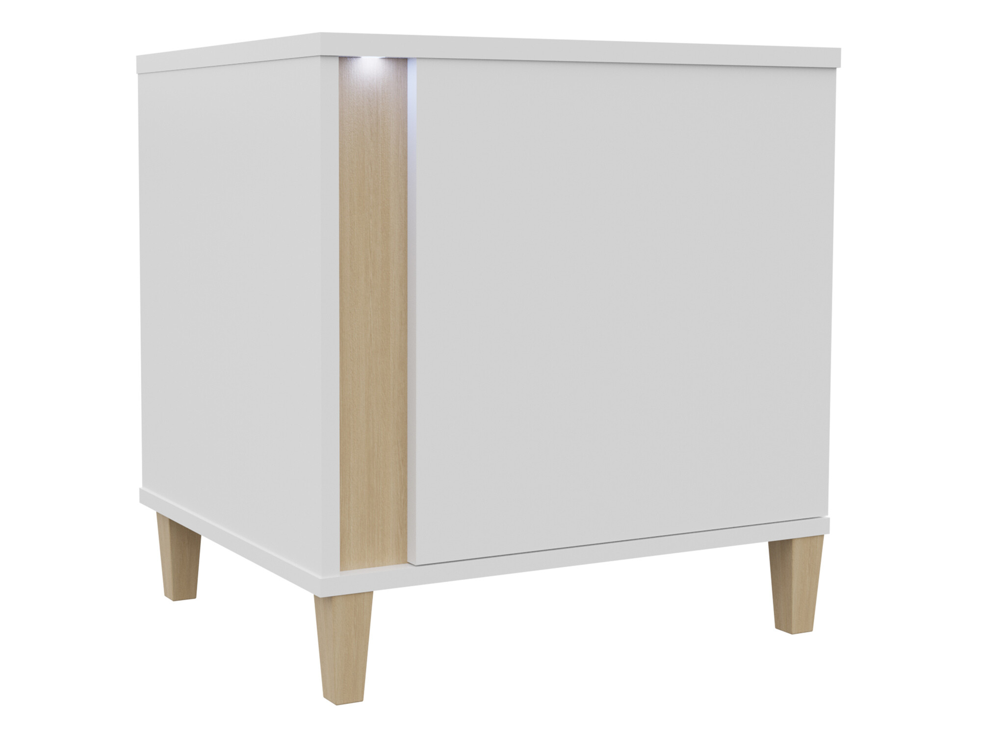 Sengebord Florem (Hvid + Glansfuld hvid + Lyst træ)