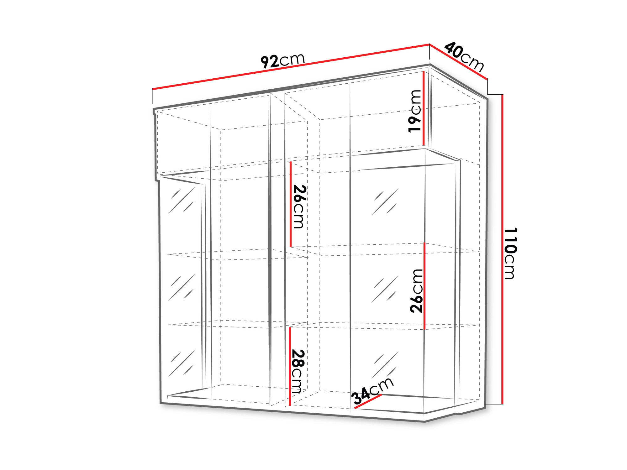 Skænk Florem III (Hvid + Glansfuld hvid + Lyst træ)