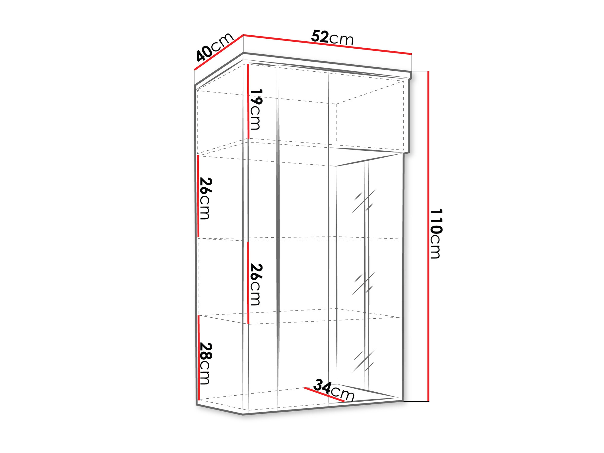 Vægskab Florem (Hvid + Glansfuld hvid + Lyst træ)