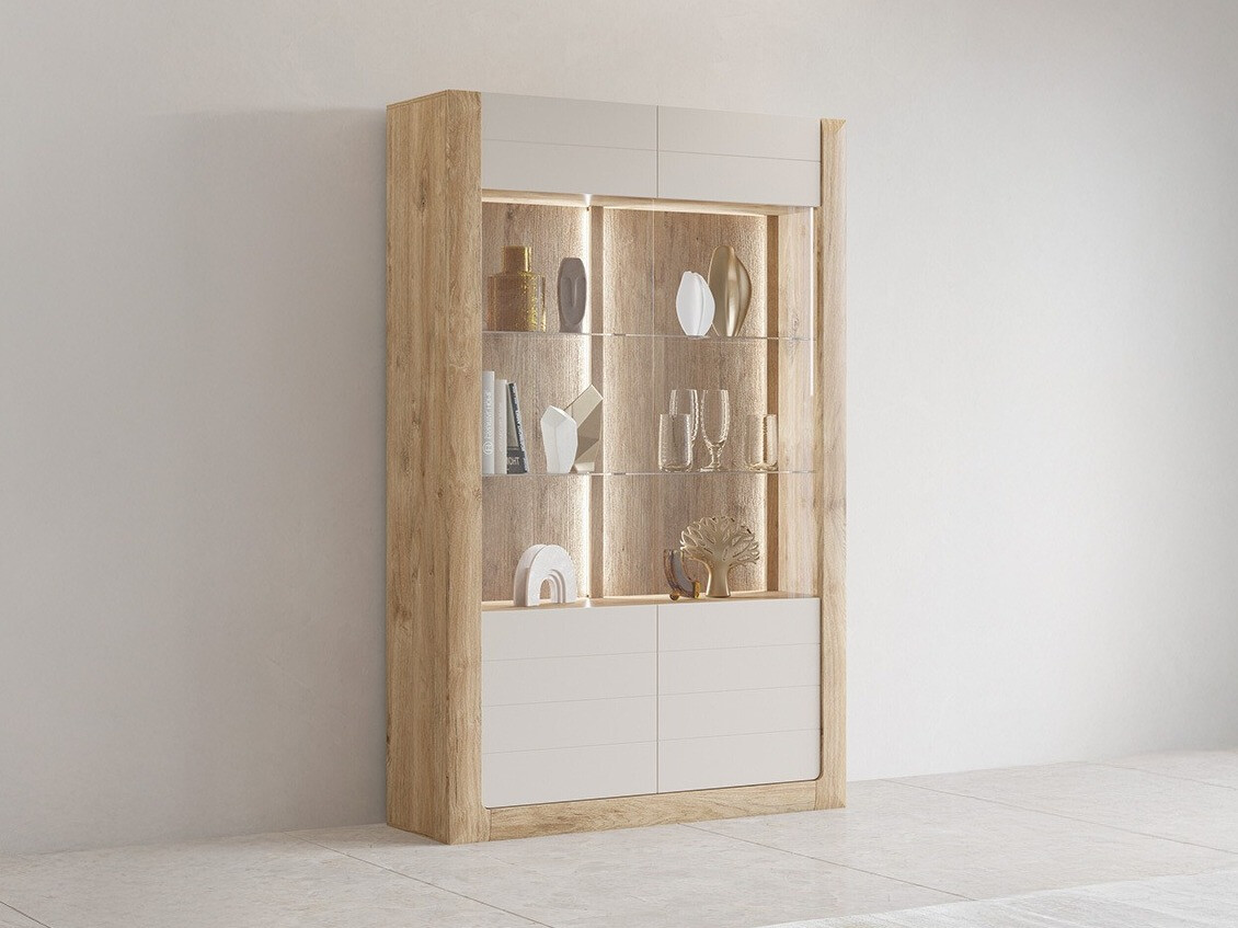 Reol Sovera 102 (Gylden eg + Lys grå)